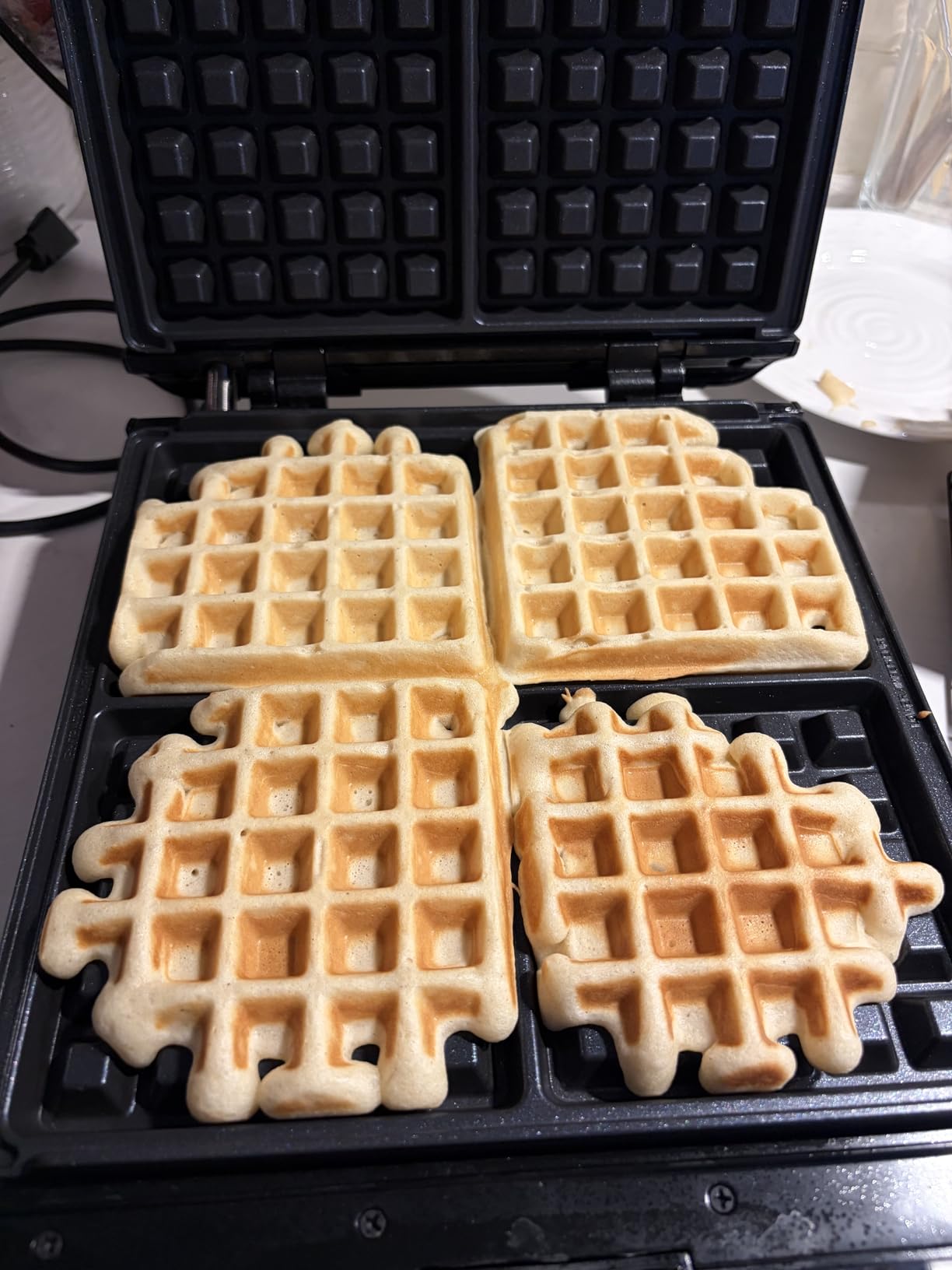 KRUPS 4-Slice Belgian Waffle Maker: Stainless Steel, 5 Browning Levels, Audible Ready Beep, Removable Plates, 1200W, Silver/Black, Large Waffle Maker Family Size customer photo 1