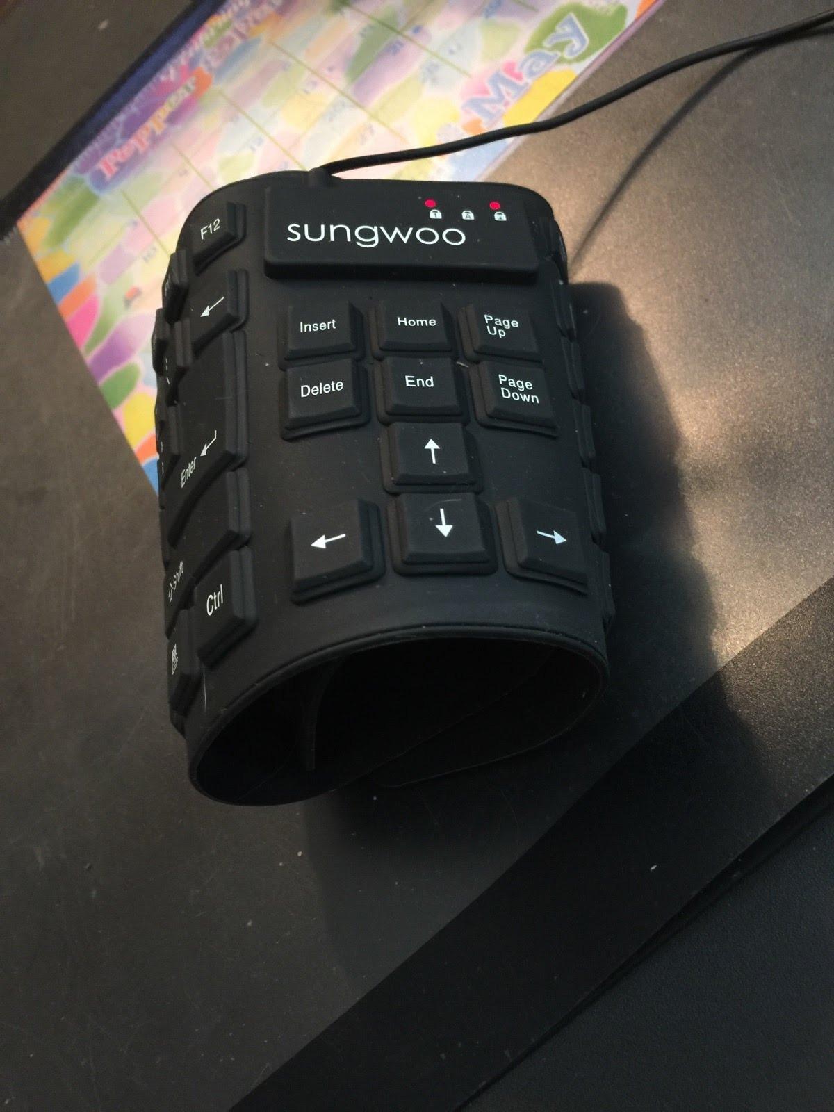 Sungwoo Foldable Silicone USB Wired Standard Waterproof Rollup Keyboard for PC Notebook Laptop, Full Size (Black) customer photo 1