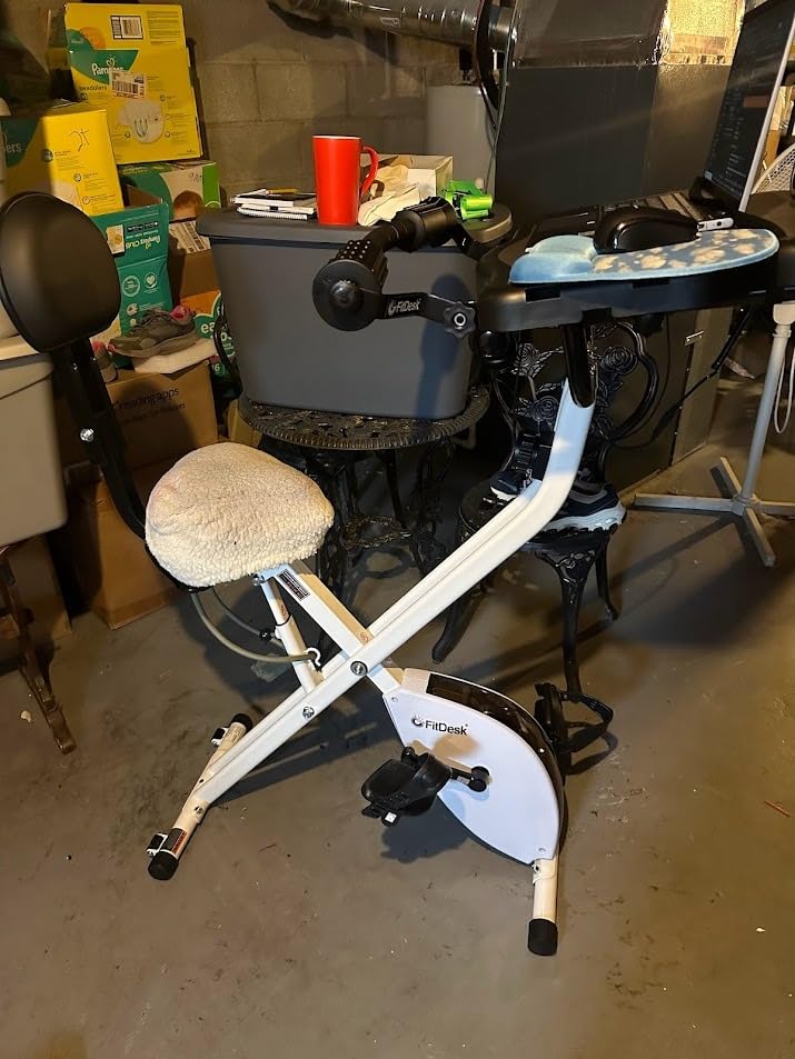 FitDesk Standing Exercise Bike Desk 3.0, Adjustable Height Indoor Cycling Trainer with Laptop Tray, Portable Stationary Fitness Desk for Home Office customer photo 1
