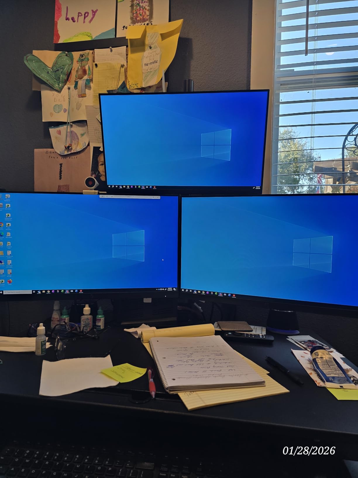 WALI Tall Triple Monitor Mount for 13-27 inch Computer Screens, 3 Monitor Desk Mount, Holds up to 22 lbs, Adjustable Triple Monitors Stand with Swivel Tilt Rotation, 75x75/100x100mm (M003), Black customer photo 1