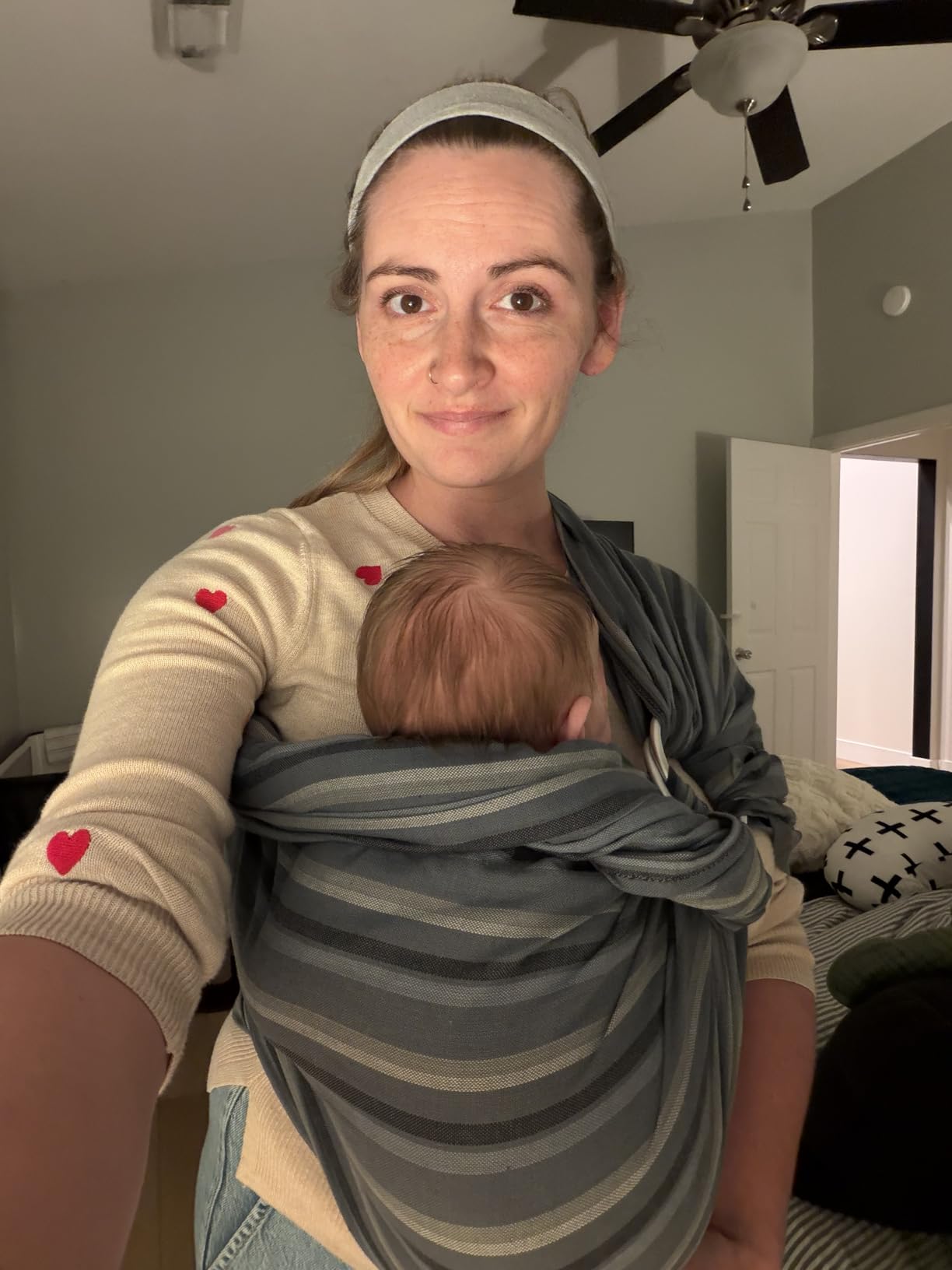 Hip Baby Wrap - Adjustable Baby Ring Sling & Infant Wrap Carrier for Newborns & Toddlers - Soft Cotton Baby Wrap for Babywearing - for Nursing and Infant Shower Gifts, 8-35 lbs - Slate customer photo 1