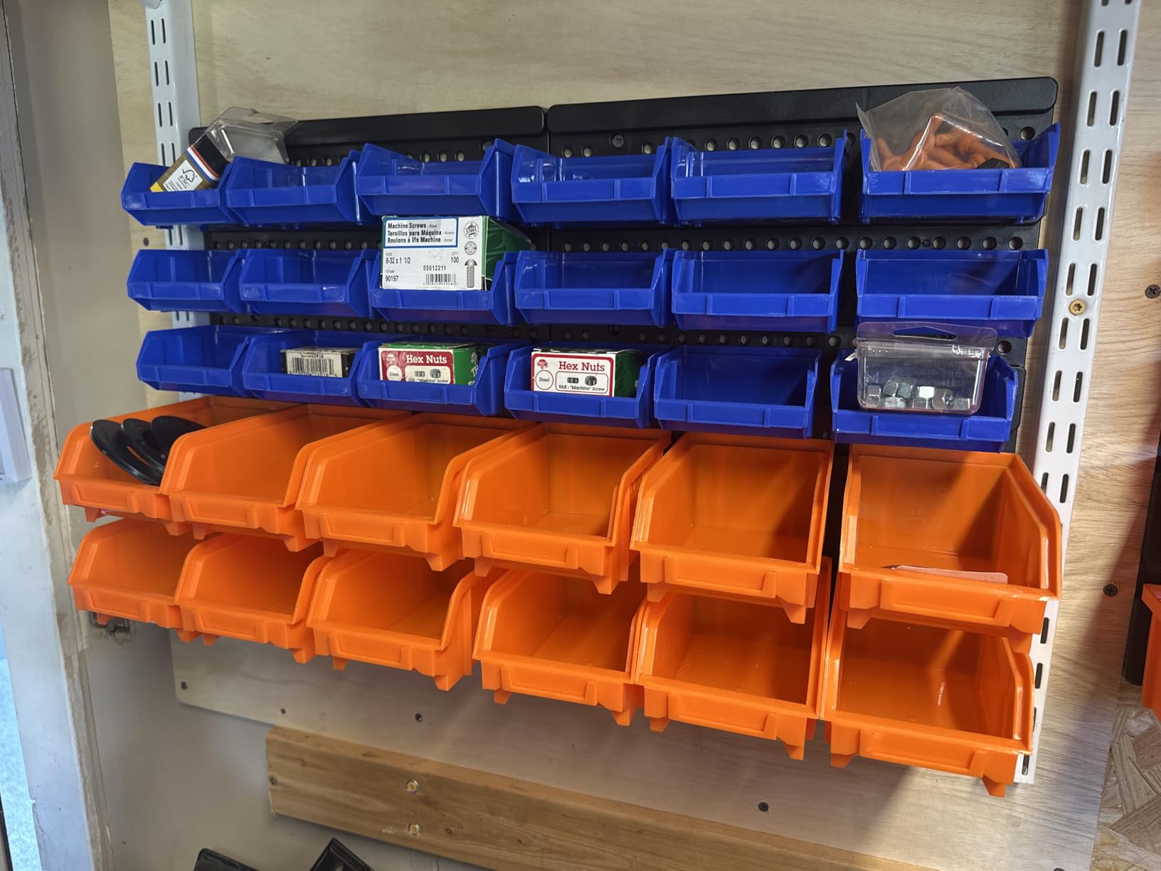 HORUSDY Wall Mounted Storage Bins Parts Rack 30PC Organizer Garage Plastic Shop Tool for Men's Gift, Blue,Orange,Red customer photo 2