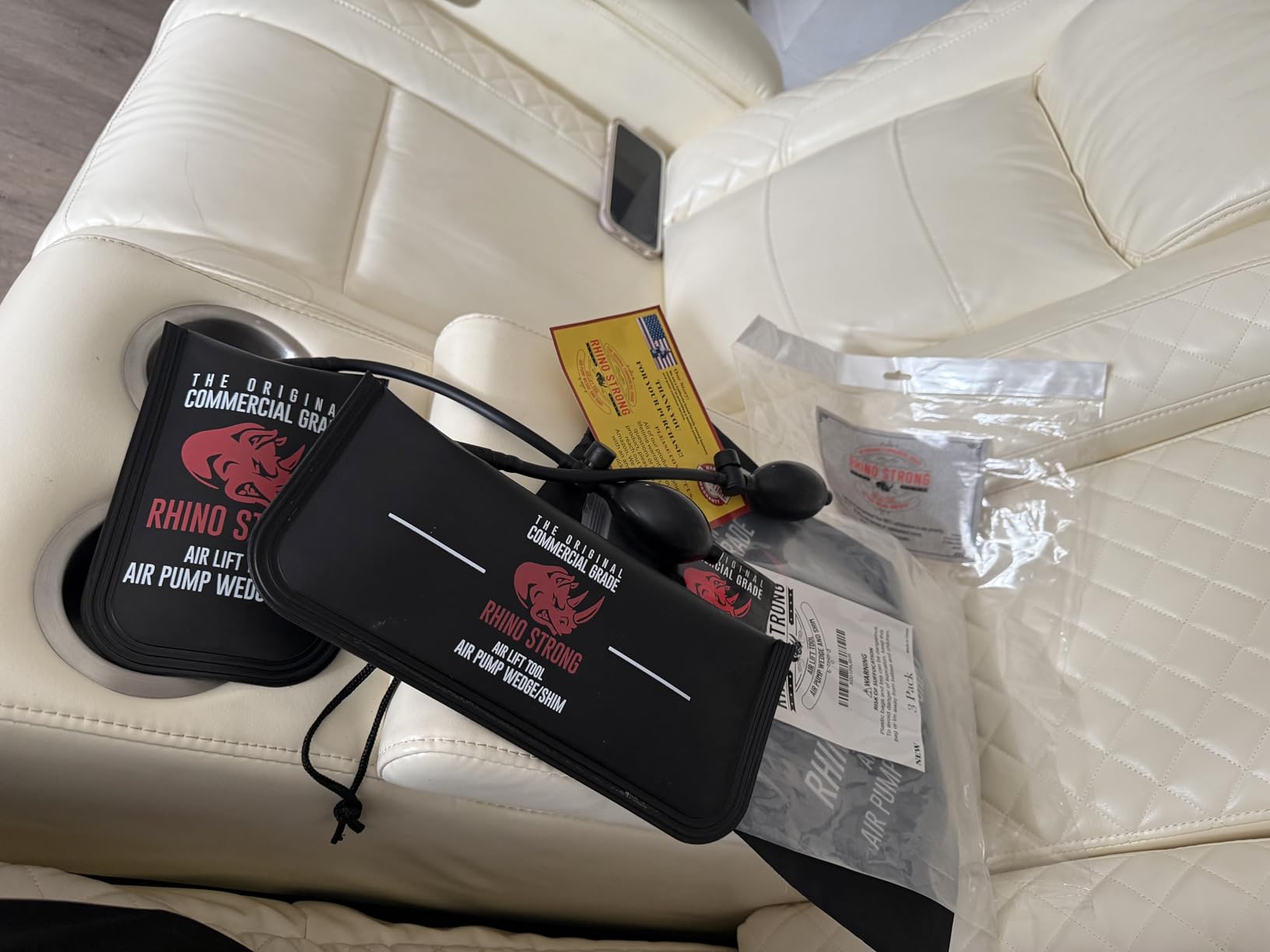 The Original Rhino Strong Commercial Grade Air Wedge Bag Pump Professional Leveling Kit & Alignment Tool Inflatable Shim Bag 3 Piece (Small, Medium, Large) customer photo 1