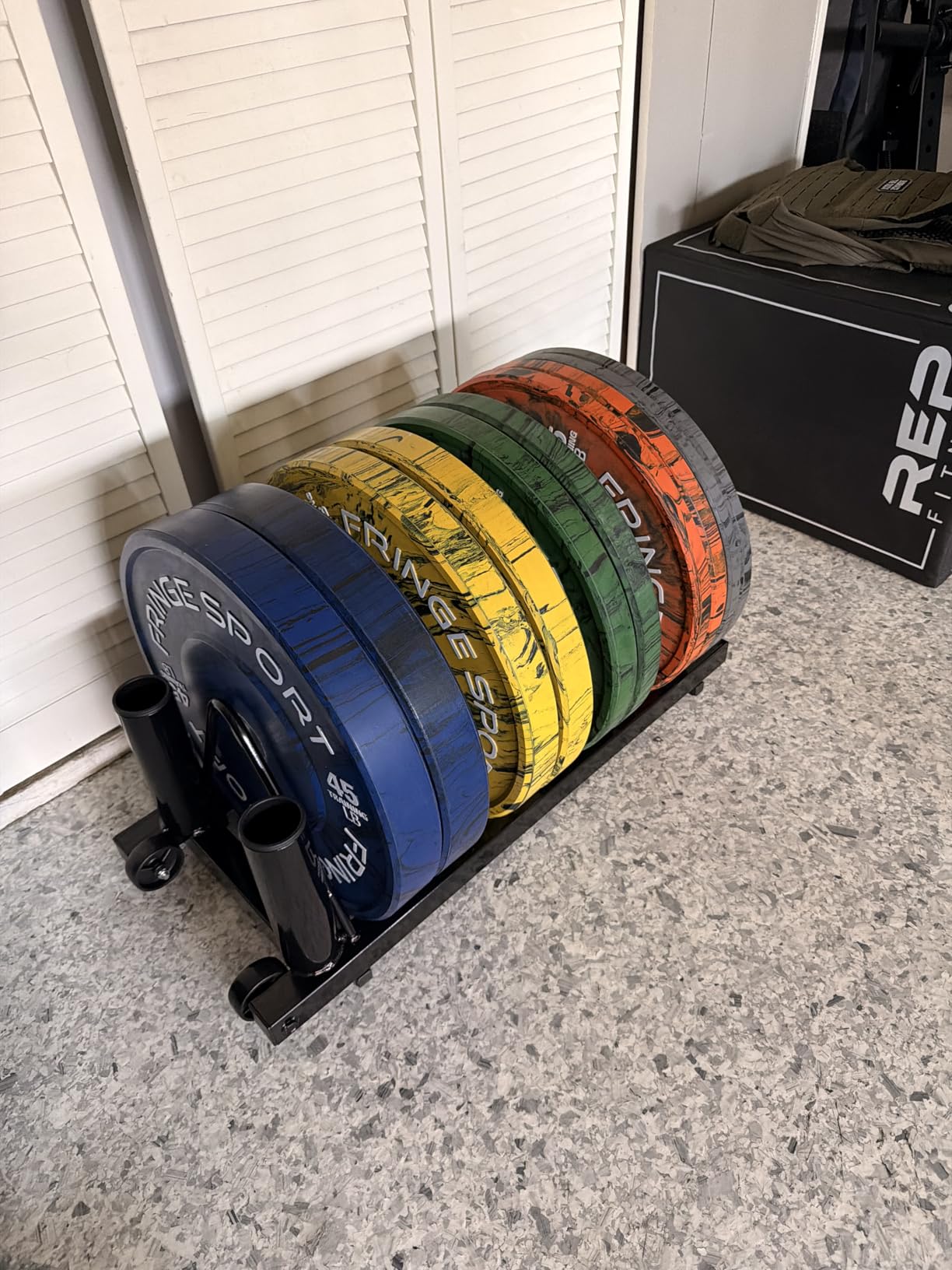 Yaheetech Horizontal Barbell Bumper Plate Rack Holder Olympic Bar Storage Rack with Handle and Wheels customer photo 1