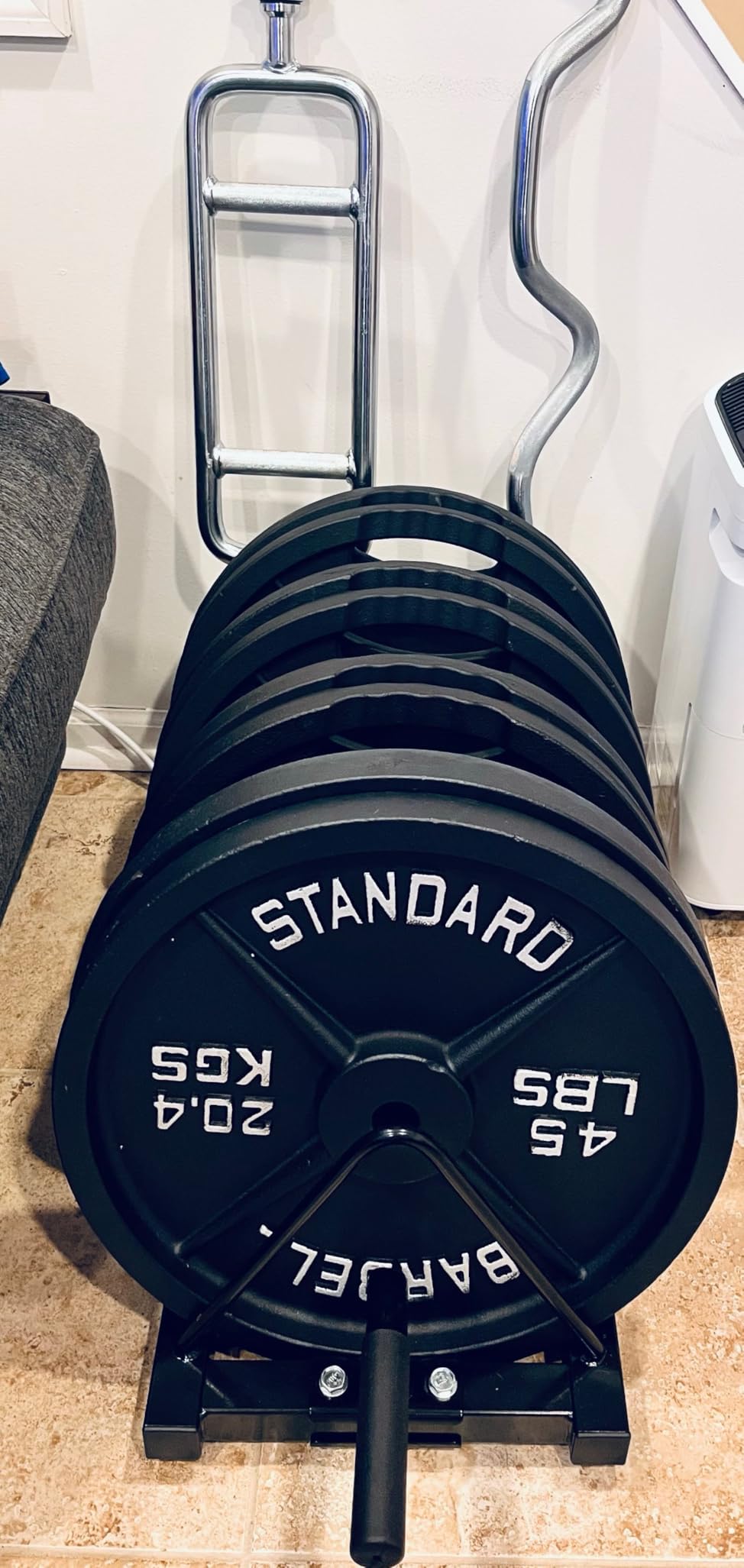 Yaheetech Horizontal Barbell Bumper Plate Rack Holder Olympic Bar Storage Rack with Handle and Wheels customer photo 2