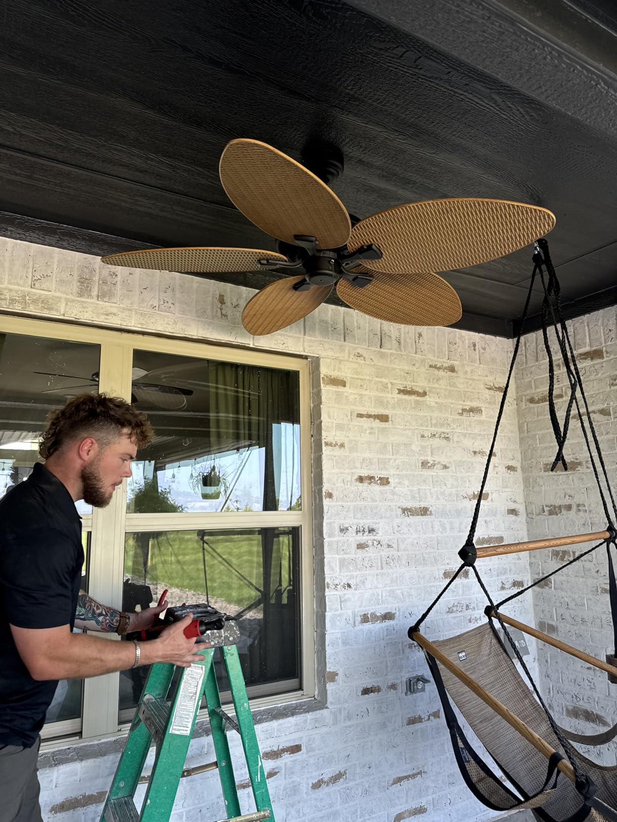 Honeywell Palm Island 52 Inch Tropical Indoor Outdoor Ceiling Fan, LED Light, 5 Palm Leaf Blades, Pull Chain Control, Quiet Motor, Espresso customer photo 1