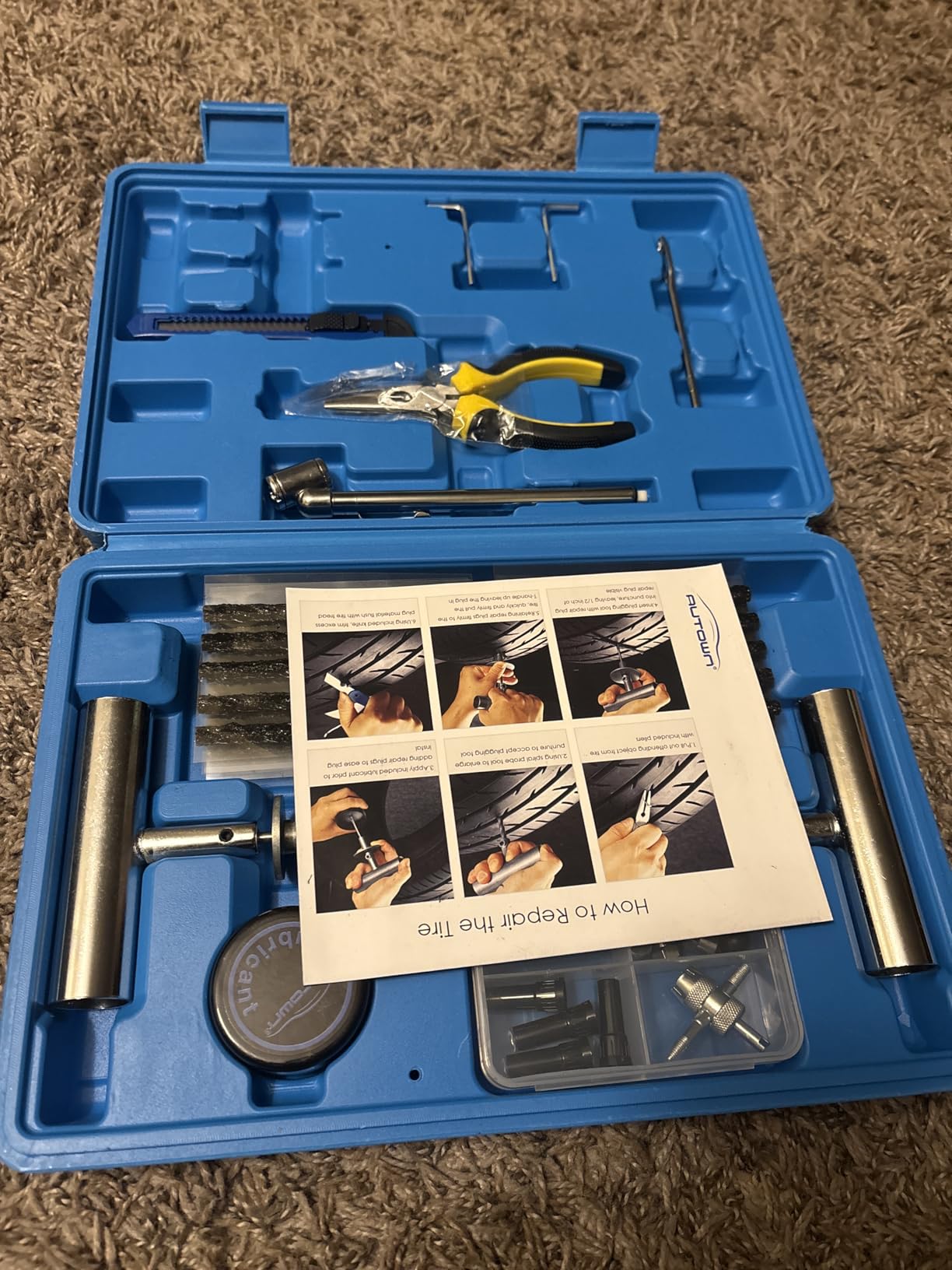 AUTOWN Tire Repair Kit - 68pcs Heavy Duty Tire Plug Kit, Universal Tire Repair Tools to Fix Punctures and Plug Flats Patch Kit for car Motorcycle, Truck, ARB，ATV, Tractor, RV, SUV, Trailer customer photo 1