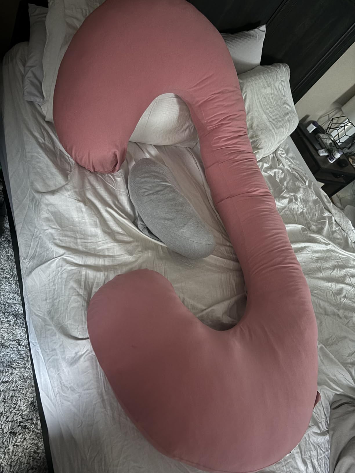 INSEN Pregnancy Pillow for Sleeping, Maternity Pillow with Jersey Cotton Cover, C Shaped Body Pillow for Pregnant (Natural Gray) customer photo 1