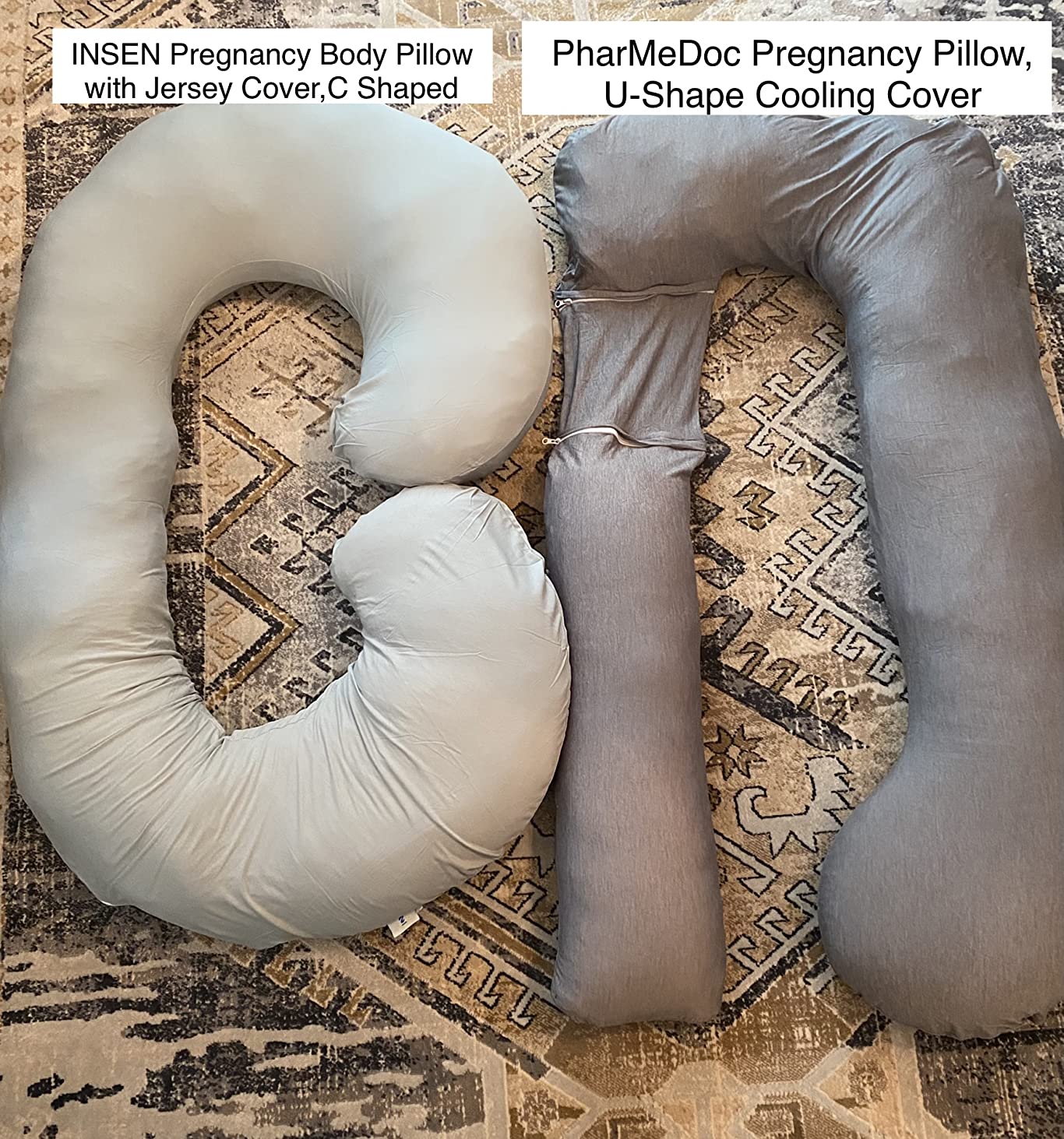 INSEN Pregnancy Pillow for Sleeping, Maternity Pillow with Jersey Cotton Cover, C Shaped Body Pillow for Pregnant (Natural Gray) customer photo 2