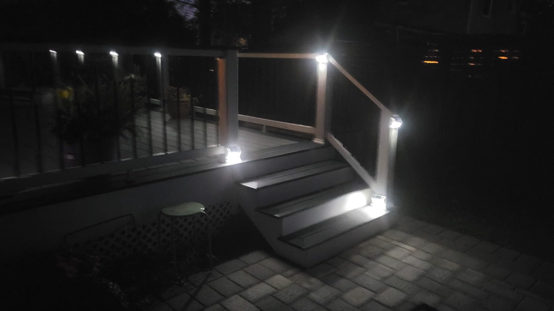 JSOT Outdoor Solar Lights - Solar Powered Deck Lights Waterproof Light for Fence Post Light Outside for Backyard Patio Stair Wall Lighting, 3LED Cool Light 6 Pack customer photo 1