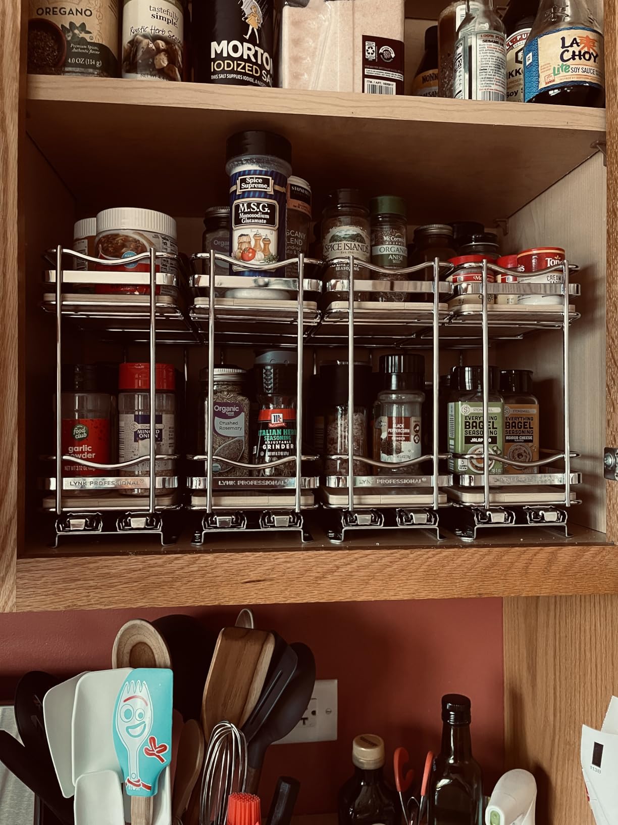 LYNK PROFESSIONAL Pull Out Spice Organization for Cabinets - 4-3/8 inch Wide - Spice Rack for Inside Cabinets, Slide Out Spice Rack Organizer for cabinet - Pull Out Spice Rack, Sliding 2 Tier Chrome customer photo 1