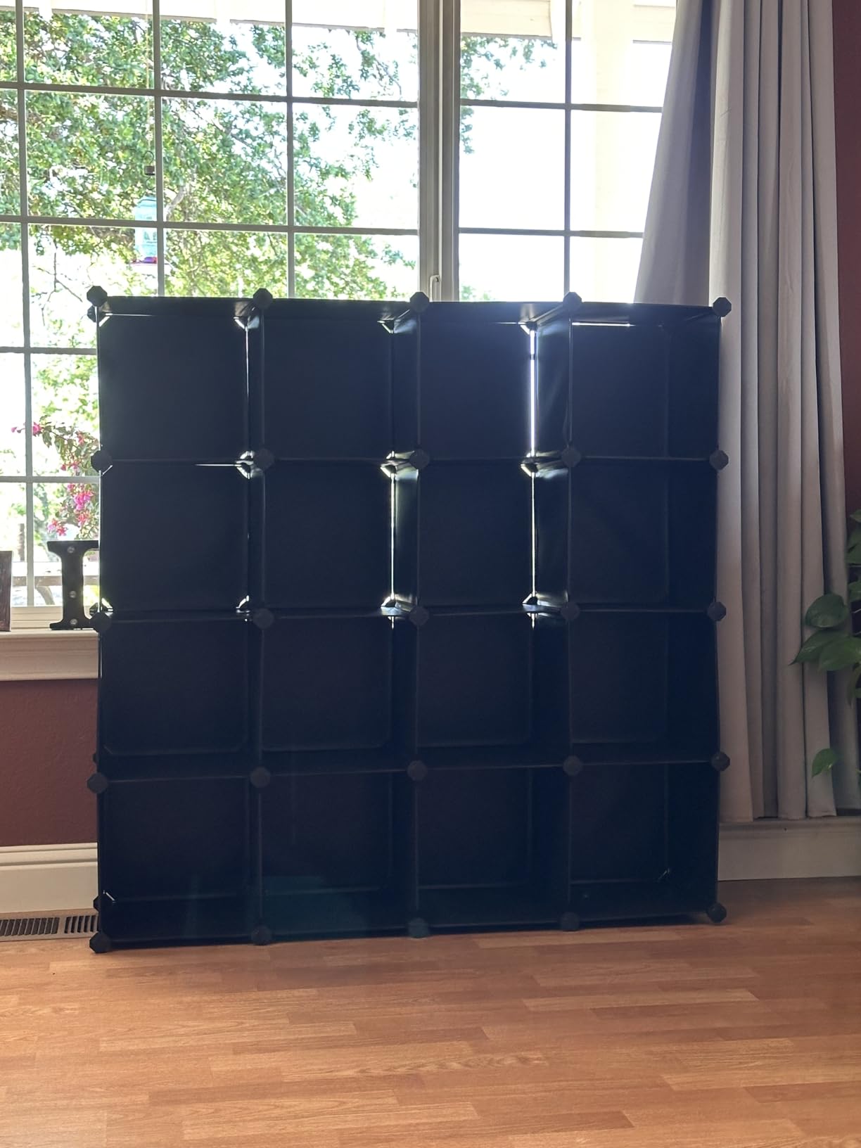 SONGMICS Cube Storage Organizer, Set of 16 Plastic Cubes, Closet Organizers and Storage, Room Organization, Bedroom Living Room, 12.2 x 48.4 x 48.4 Inches, Black ULPC44BK customer photo 2