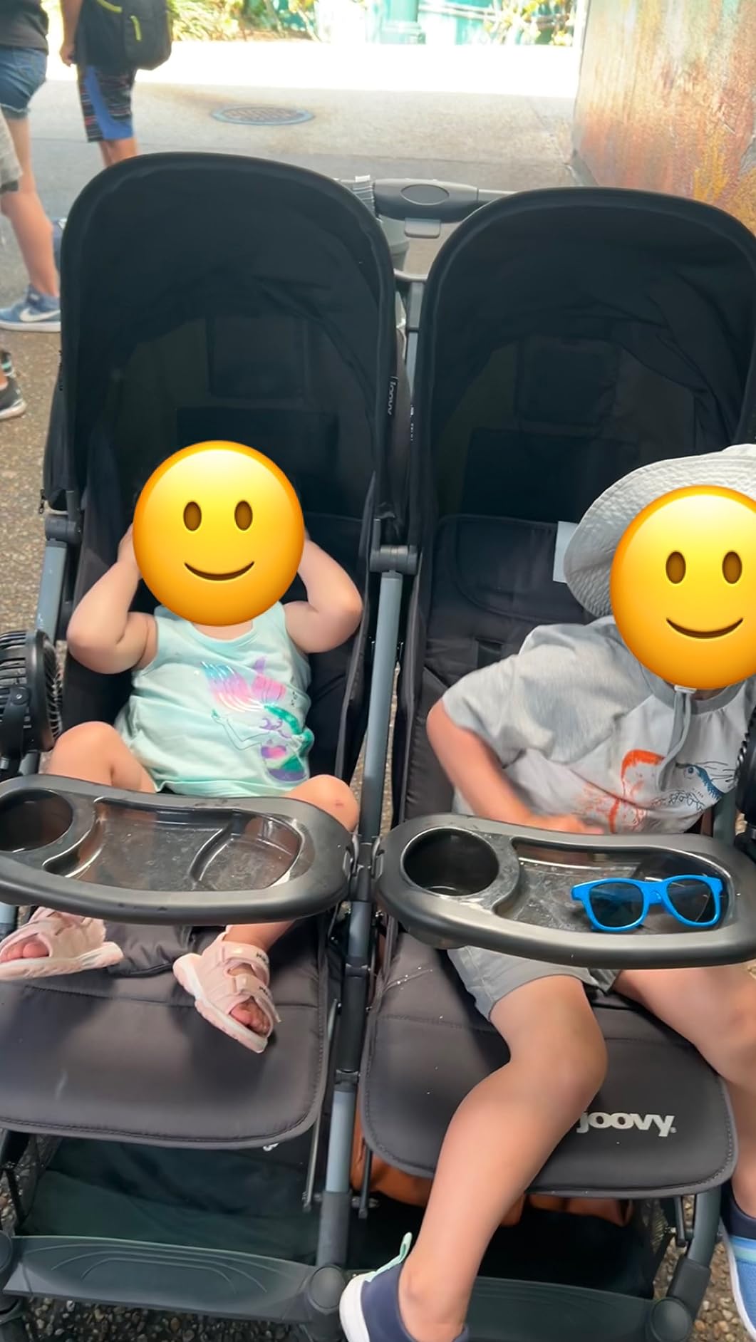 Joovy Kooper X2 Double Stroller, Lightweight Travel Stroller, Compact Fold with Tray, Black customer photo 2