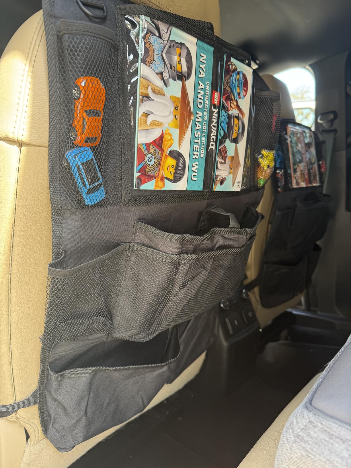 Helteko Backseat Car Organizer, Kick Mats Back Seat Protector with Touch Screen Tablet Holder, Back Seat Organizer for Kids, Travel Accessories with 9 Storage Pockets 2 Pack, Black customer photo 1