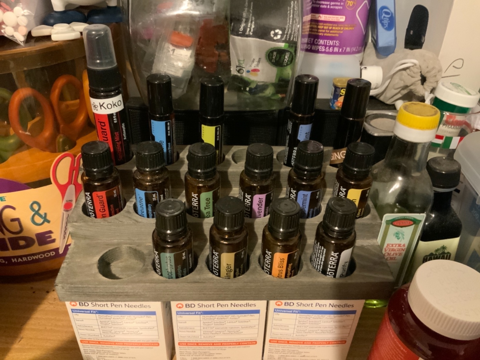 MyGift Vintage Gray Wood 3-Tier Essential Oil Display Stands, Countertop Organizer Rack for 17 Bottles Each customer photo 2