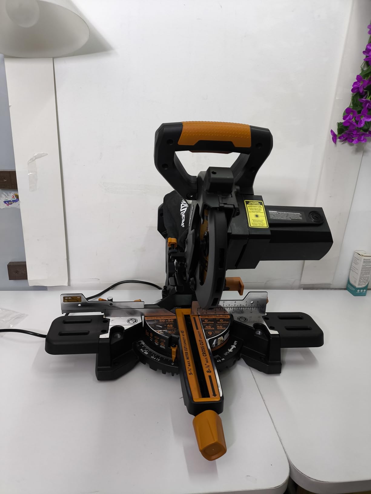 Evolution Power Tools R185SMS+ Sliding Miter Saw with Multi-Material Cutting, 45 Degree Bevel, 50 Degree Miter, 7-1/4