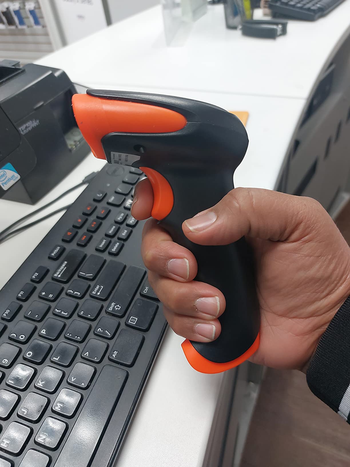 Tera Barcode Scanner Wireless 1D 2D QR with Stand: Battery Level Indicator 3 in 1 Works with Bluetooth 2.4G Wireless USB Wired Handheld Bar Code Reader with Vibration Alert HW0002 Orange customer photo 2