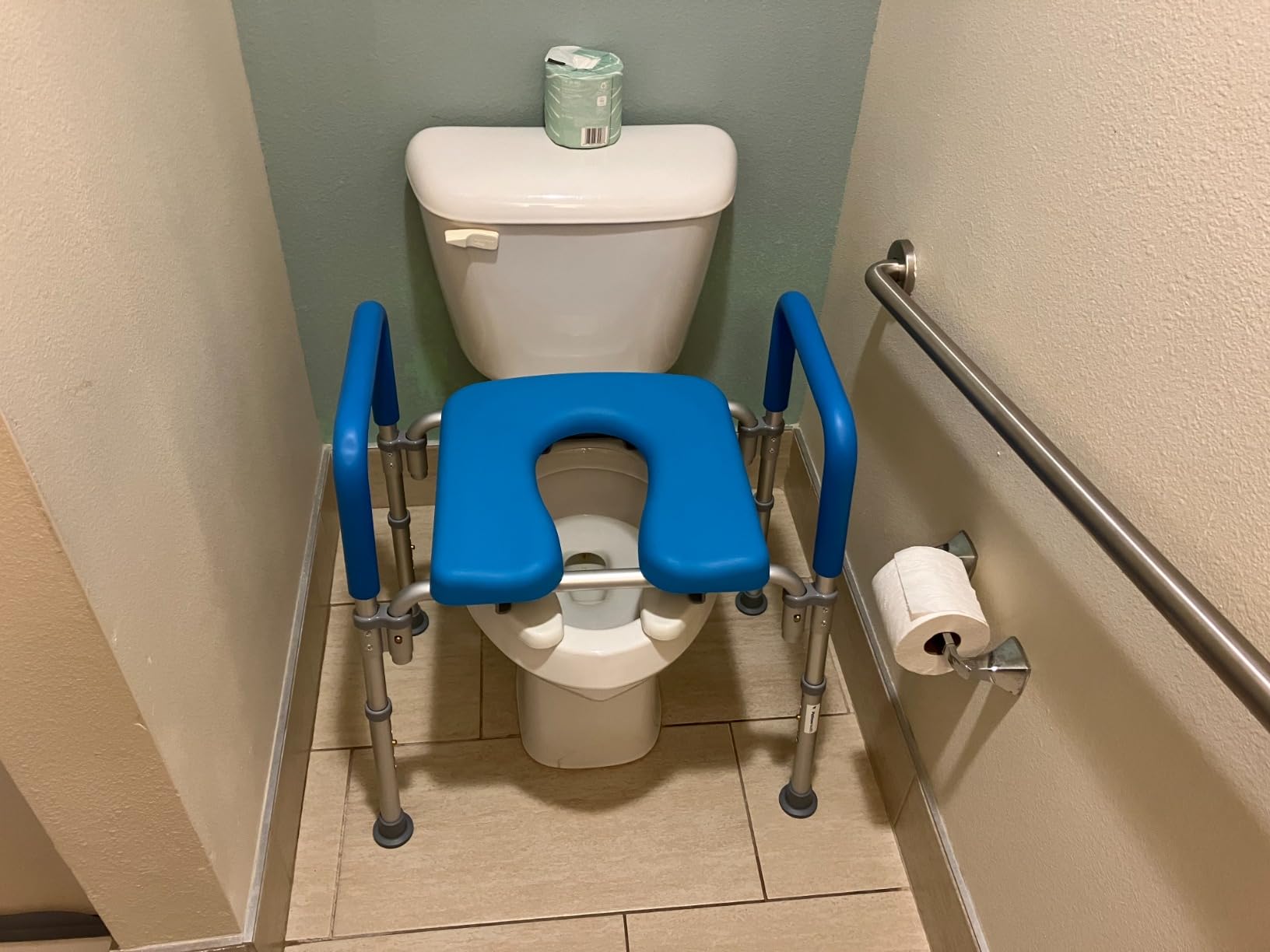 Ultimate Raised Toilet Seat with Handles - Adjustable Raised Toilet Seat for Seniors, Bedside Commode - Padded Armrest | Premium Elevated Toilets Seats with Handles for Elderly Bathroom Safety, Blue customer photo 2