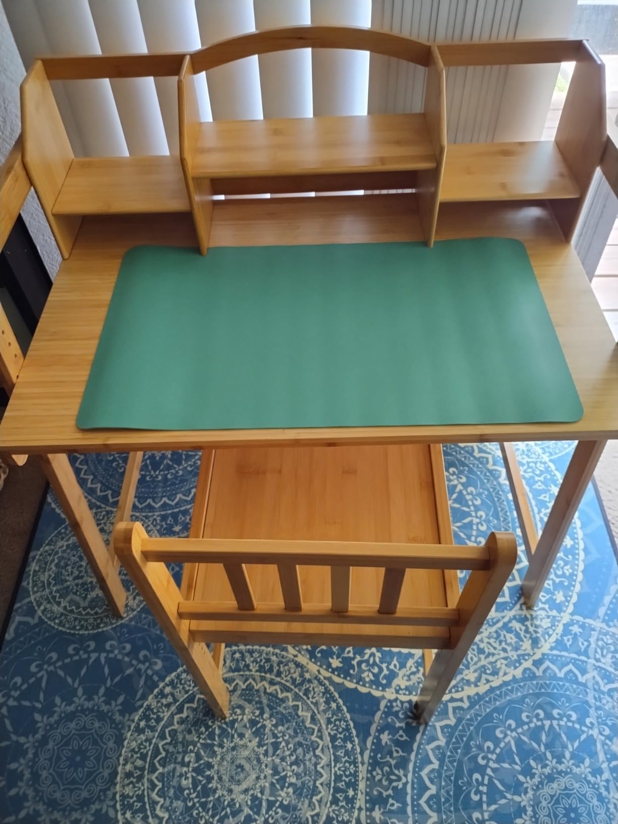 UNICOO Bamboo Height Adjustable Kids Desk and Chair Set, Children Desk, Study Table and Chair Set (Nature -01) customer photo 1