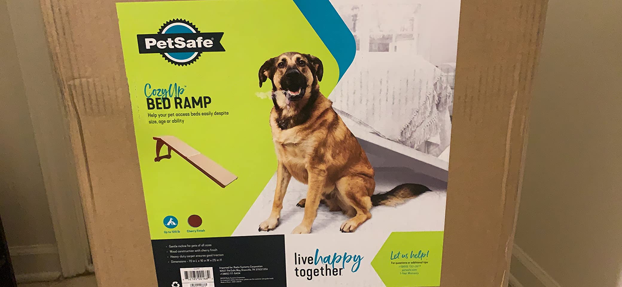 PetSafe CozyUp Bed Ramp - Supports Pets Back & Joints - High Traction Carpet Surface - Furniture-Grade Wood - Cherry or White Finish - Heavy Duty Bed Access Ramp - White customer photo 1