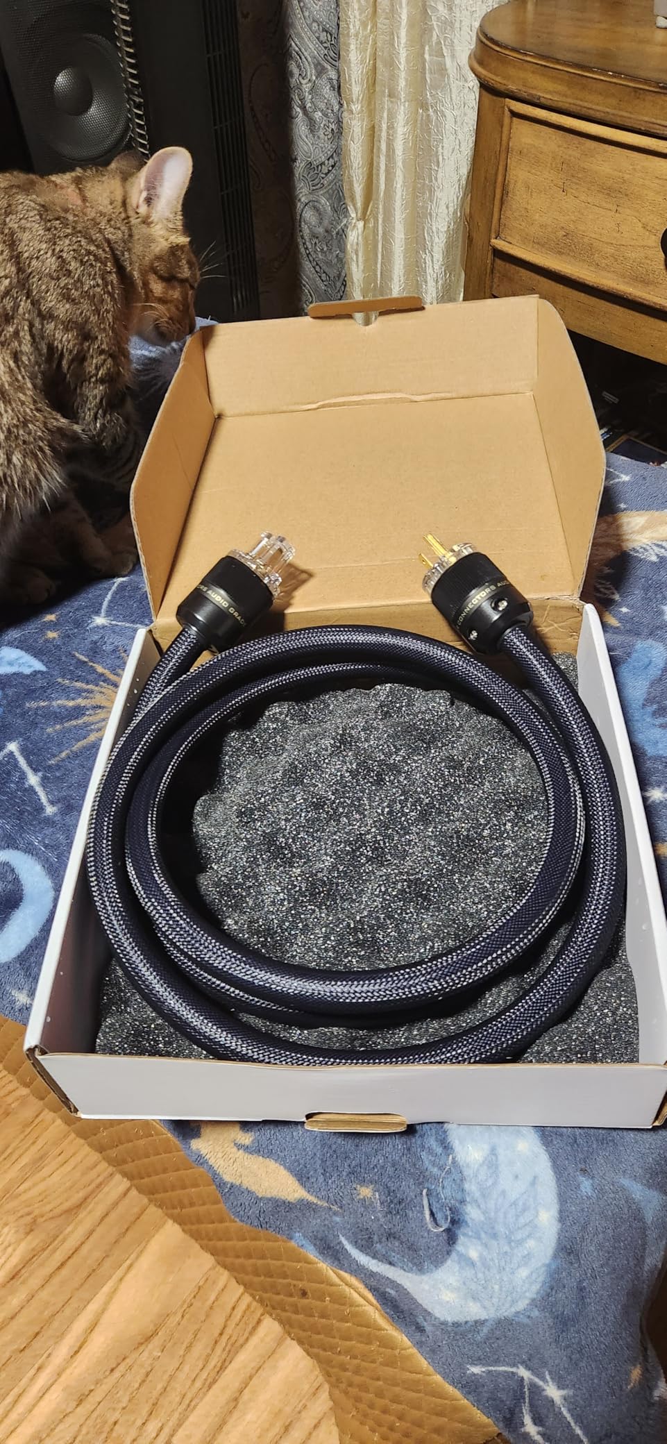 Audiocrast HiFi Power Cable with Copper Shielding, Hi-End Braided Sleeve Amplifier 10AWG Power Cord OD 17MM, AC Audiophile Cable with Gold US Plug+IEC320 C13 Connector (6.6FT/2M) customer photo 1