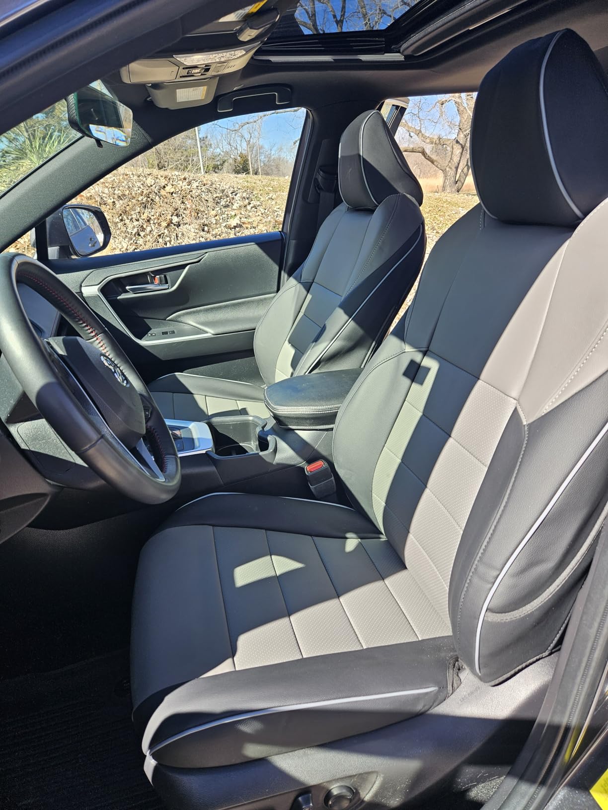 EKR Rav4 Seat Covers Custom Fit for Toyota Rav4(Gasoline) 2019-2025 LE/XLE/XLE Premium/Limited, Leather Car Seat Cover Full Set for SUV, Faux Leather(Black) customer photo 1