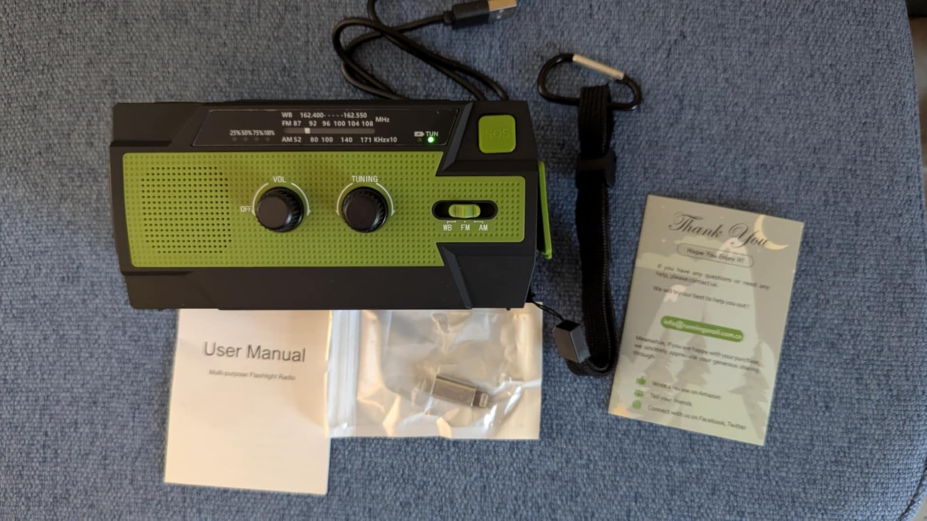 Emergency Crank Weather Radio, 14800mWh Solar Hand Crank Portable AM/FM/NOAA Weather Radio with 1W 3 Mode Flashlight & Reading Lamp customer photo 2