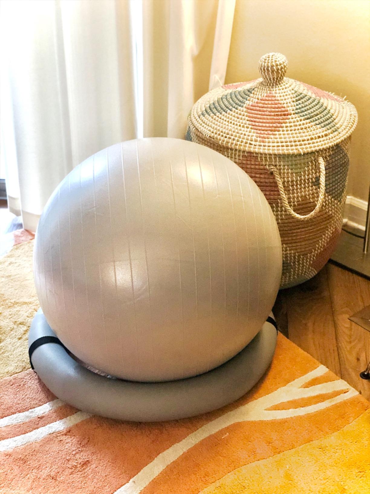 Yoga Ball Chair with 65cm Exercise Ball & 2 Resistance Bands, Stability Base for Home Office, Yoga, Pilates & Fitness, Balance Ball for Posture, Core Strength & Low Impact Workouts customer photo 2