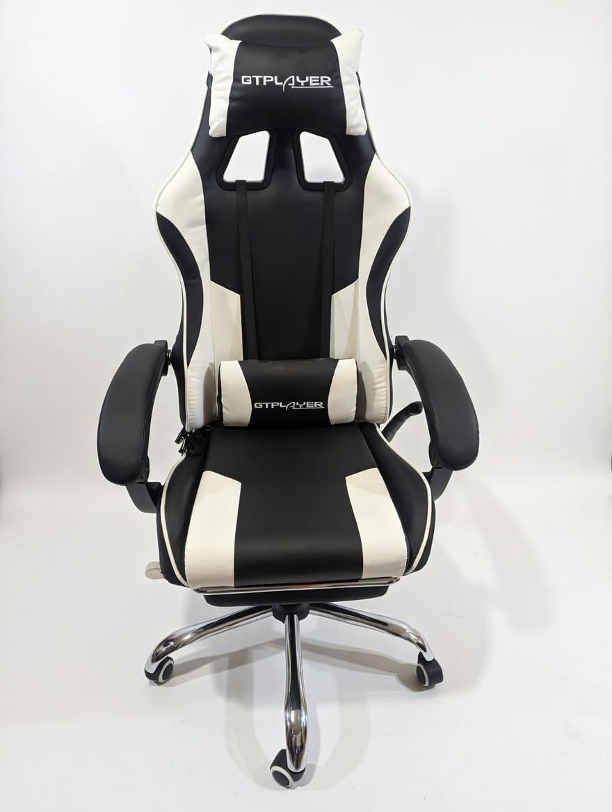 GTPLAYER Gaming Chair, Computer Chair with Footrest and Lumbar Support, Height Adjustable Game Chair with 360-Swivel Seat and Headrest and for Office or Gaming (Faux Leather, Black) customer photo 2