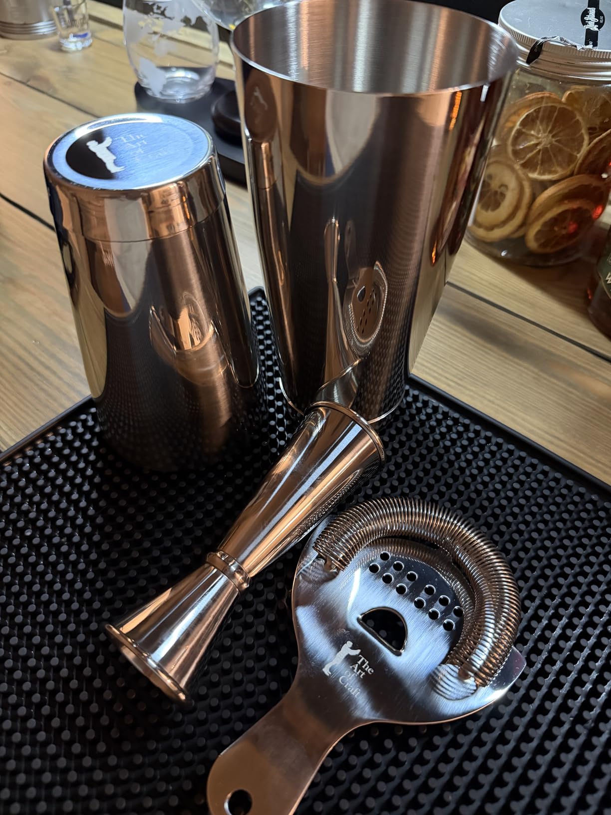 Professional Cocktail Shaker Set Bartending Kit: Weighted Boston Shaker Tins, Hawthorne Strainer and Japanese Jigger customer photo 1