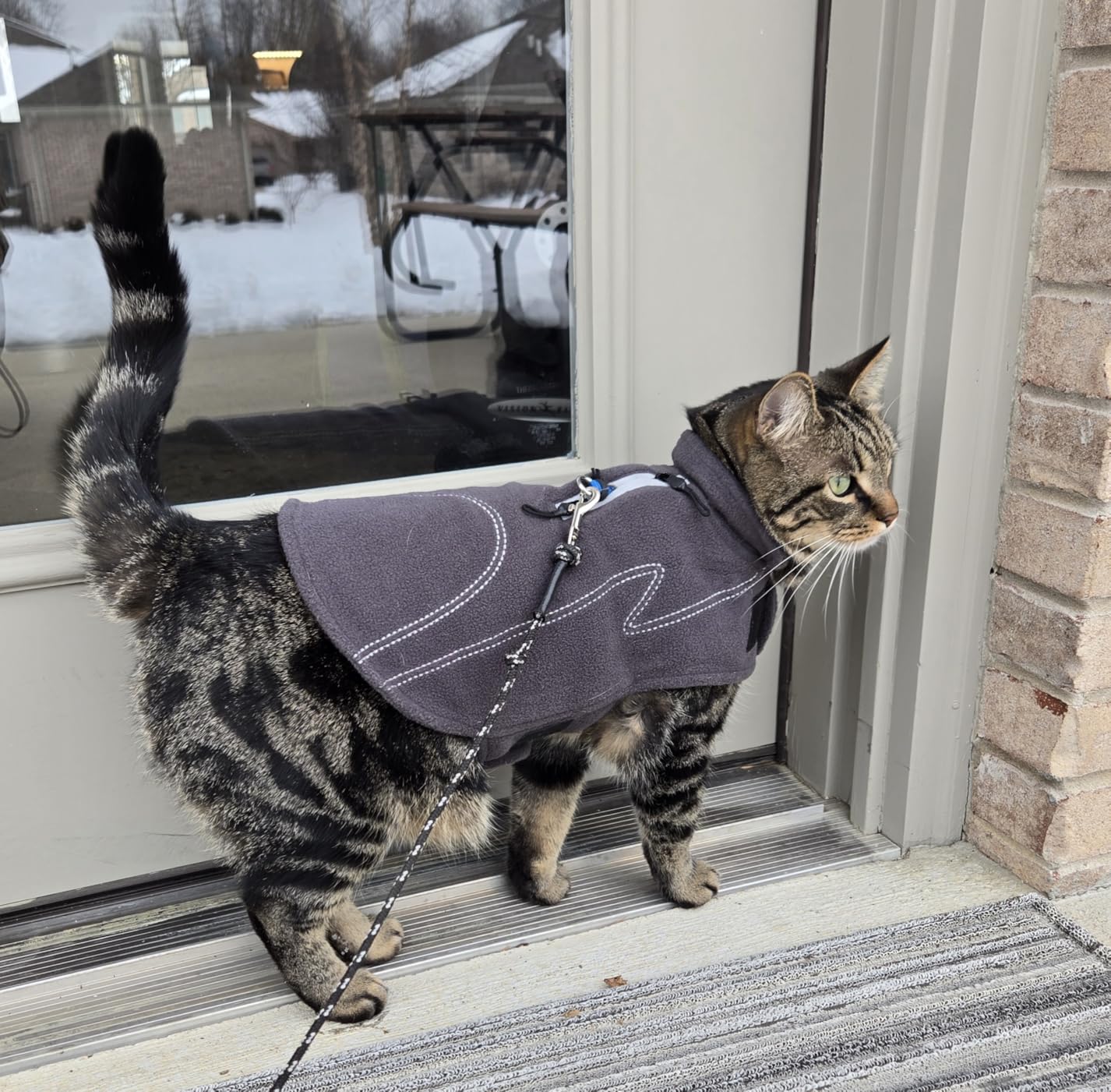 VIVAGLORY Dog Fleece Coat Warm Jacket with Hook and Loop Fastener, Easy to Take on and Off, Winter Vest Sweater for Small Medium Large Dogs Puppy Windproof Clothes for Cold Weather, Turquoise, M customer photo 1