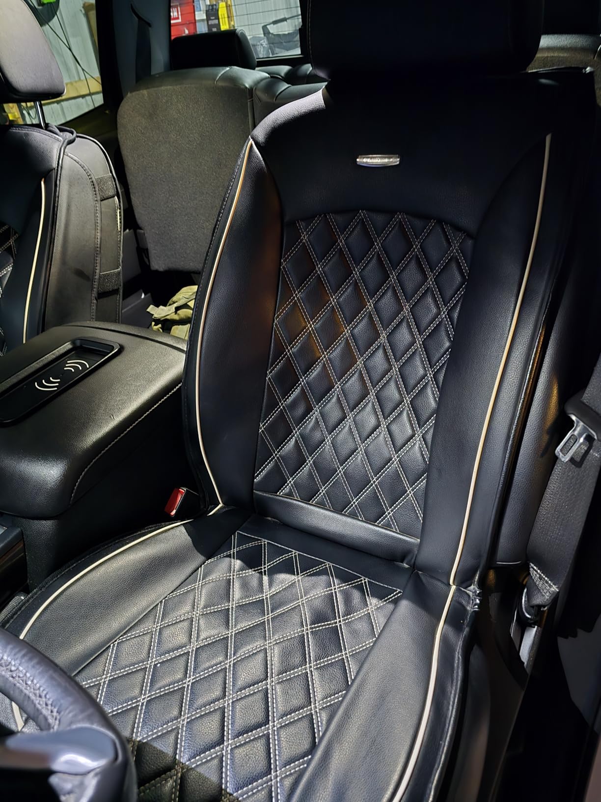 Aierxuan Seat Covers for Truck Chevy Chevrolet Silverado GMC Sierra Pickup 2007-2026 1500 2500HD 3500HD Trail Boss Z71 Crew Double Extended Cab Waterproof Leather Protectors (Full Set, Black) customer photo 1