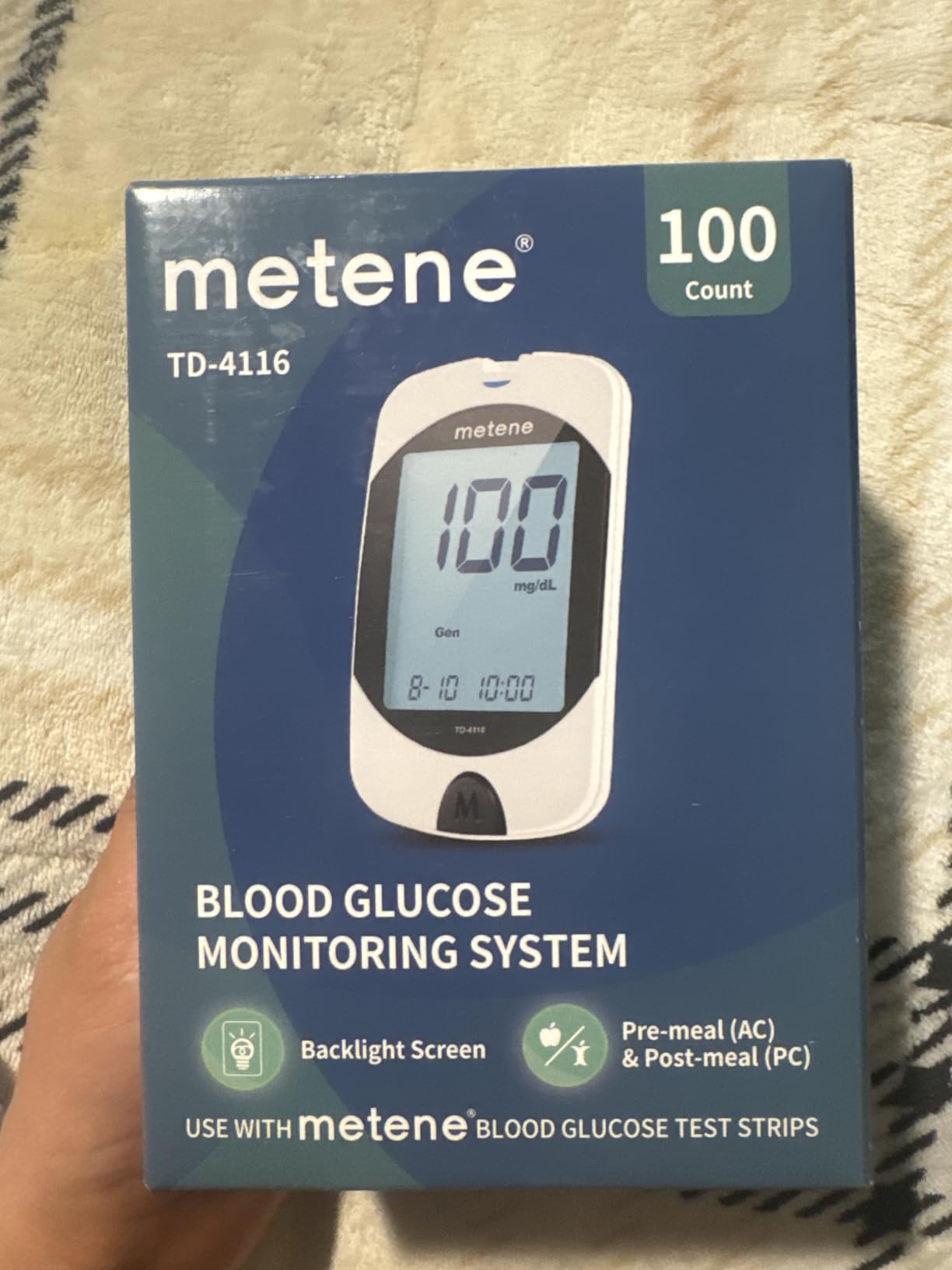 Metene TD-4116 Blood Glucose Monitor Kit with 100 Glucometer Strips customer photo 1