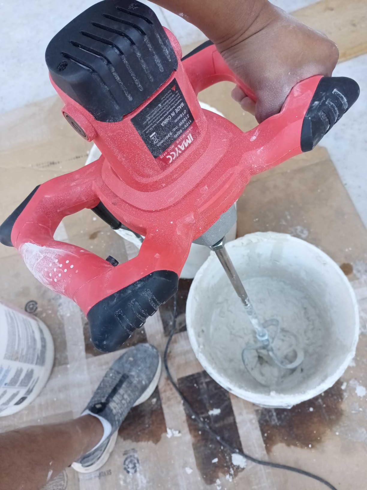 IMAYCC Cement Mixer, 2100W Electric Concrete Mixer with 6 Speed, 110V Handheld Mud Mixer for Motar,Paint, Grout, Plaster, Thinset,Fodder Stirring Tool customer photo 1