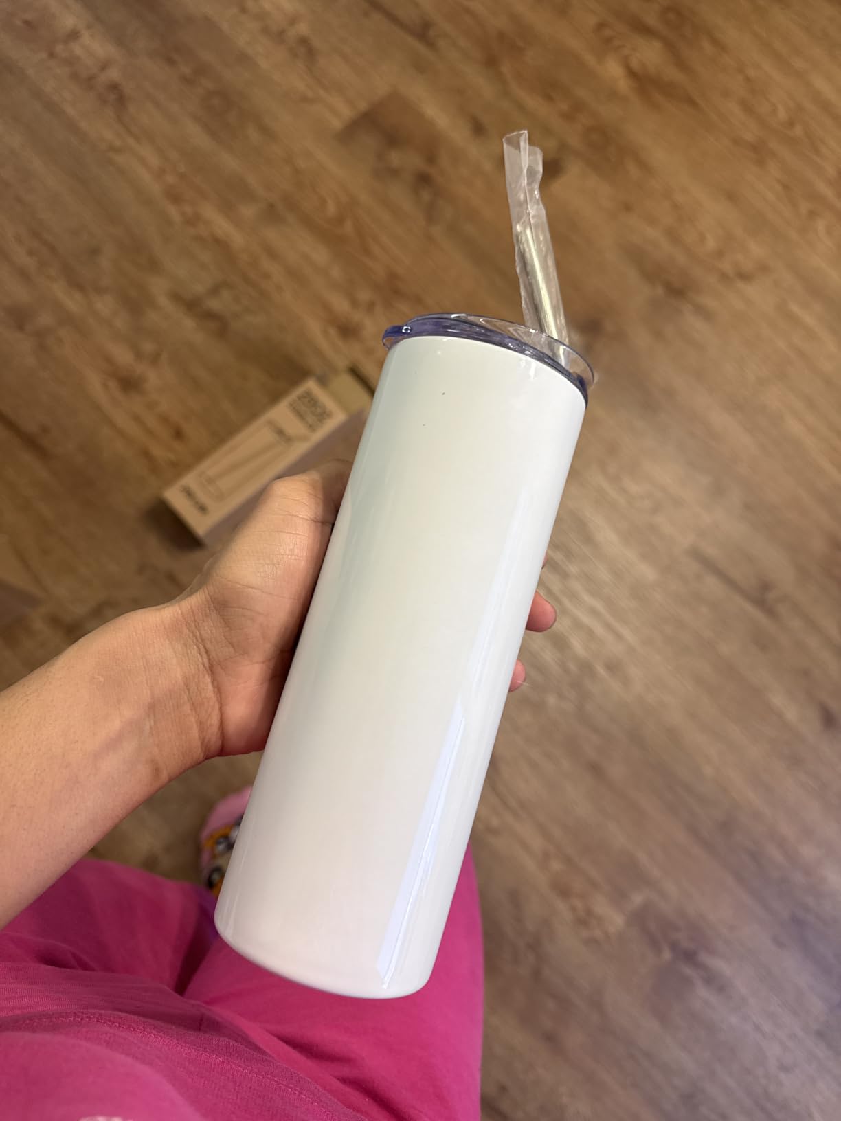 PYD Life Sublimation Blanks Skinny Tumbler White 20 OZ Straight Stainless Steel with Metal Straw for Mug Tumbler Heat Press Machine Sublimation Printing 4 Pack customer photo 2