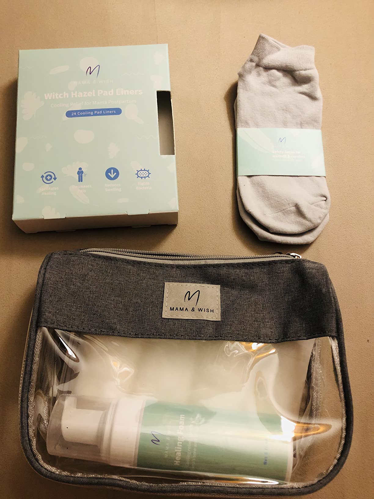 Mama & Wish Postpartum Essentials Kit - Labor and Delivery Essentials for Moms After Birth - Postpartum Recovery Kit Includes Peri Bottle, Witch Hazel, Comfy Garments & More customer photo 1