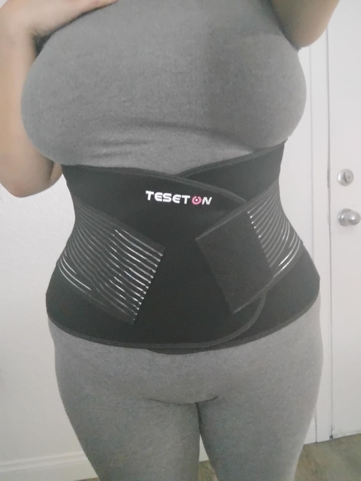TESETON Back Brace for Men and Women, Back Support Belt Relief Lower Back Pain Herniated Disc, Sciatica, Scoliosis, Breathable Mesh, Lumbar Support Belt with 8 reinforced Bones 02 Black-M customer photo 1