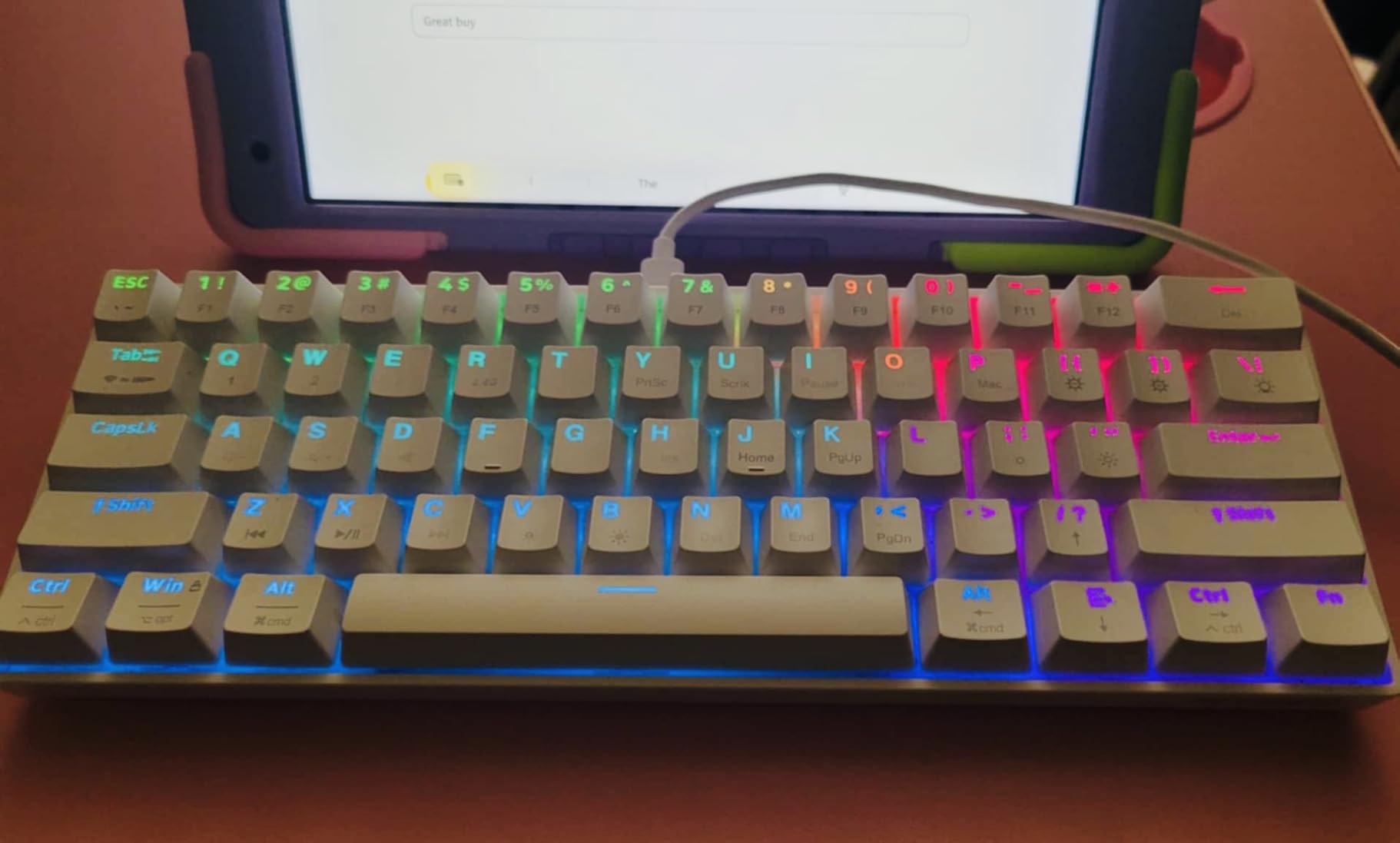 Newmen GM610 60% Wireless Mechanical Keyboard, Wired/Bluetooth/2.4G RGB Backlit, 61 Anti-Ghosting Keys, Programmable, Hot-Swappable Gaming Keyboard, for PC Windows Mac Laptop Computer (Linear Red Switch) customer photo 1