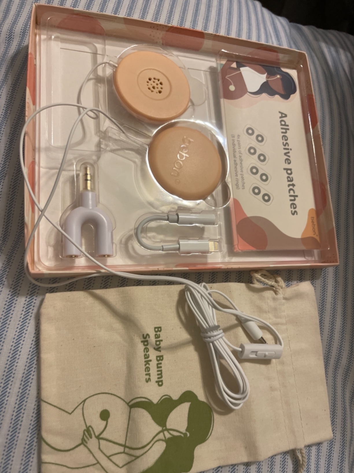 Baby Bump Headphones Marvelous Edition, Plays and Shares Music, Sound and Voices to The Womb, Prenatal Speaker, Including bebon Tunes APP (Ether Blue) customer photo 2