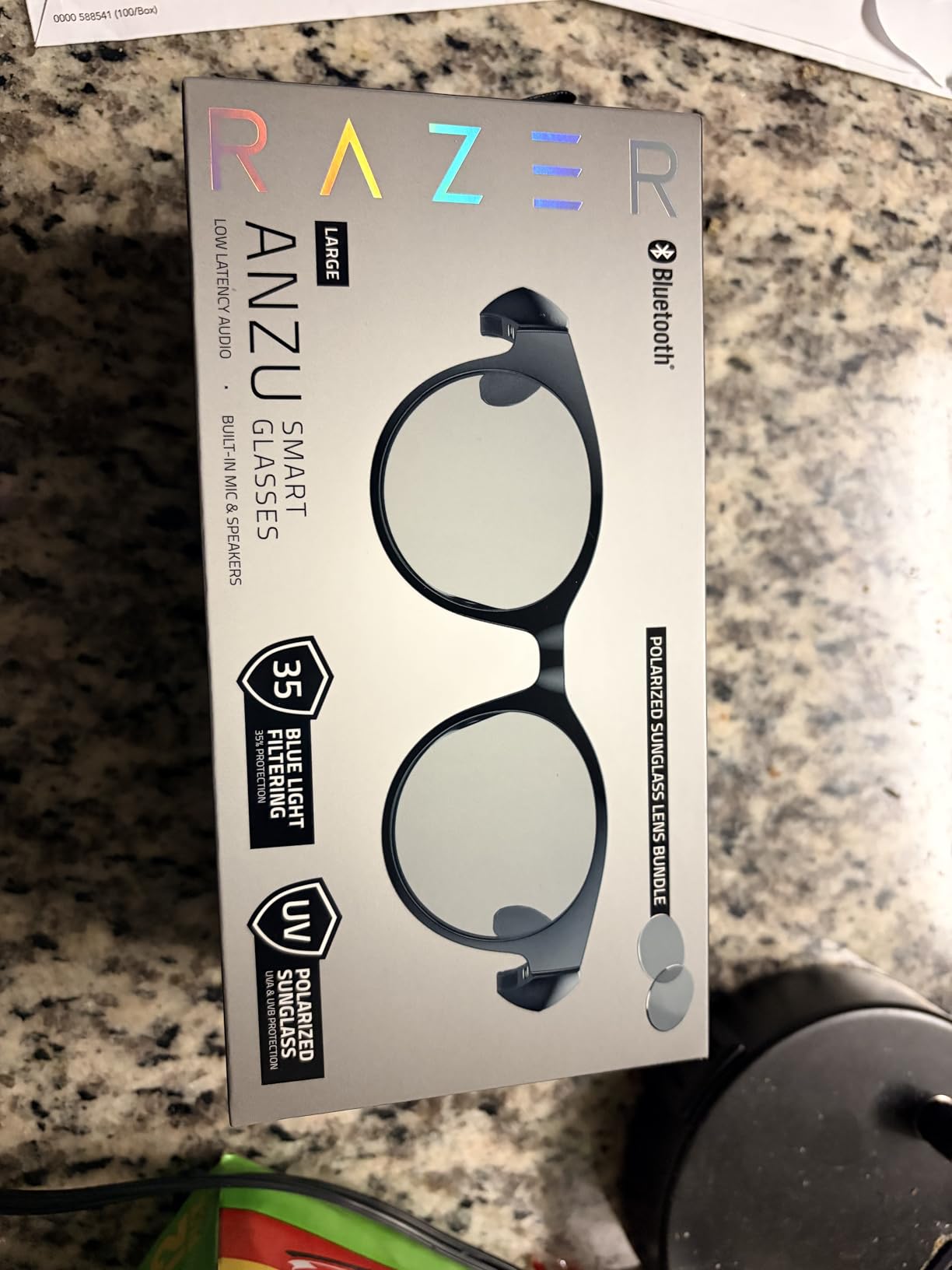 Razer Anzu Smart Glasses: Blue Light Filtering & Polarized Sunglass Lenses - Low Latency Audio - Built-in Mic & Speakers - Touch & Voice Assistant Compatible - 5hrs Battery - Rectangle/Small customer photo 1