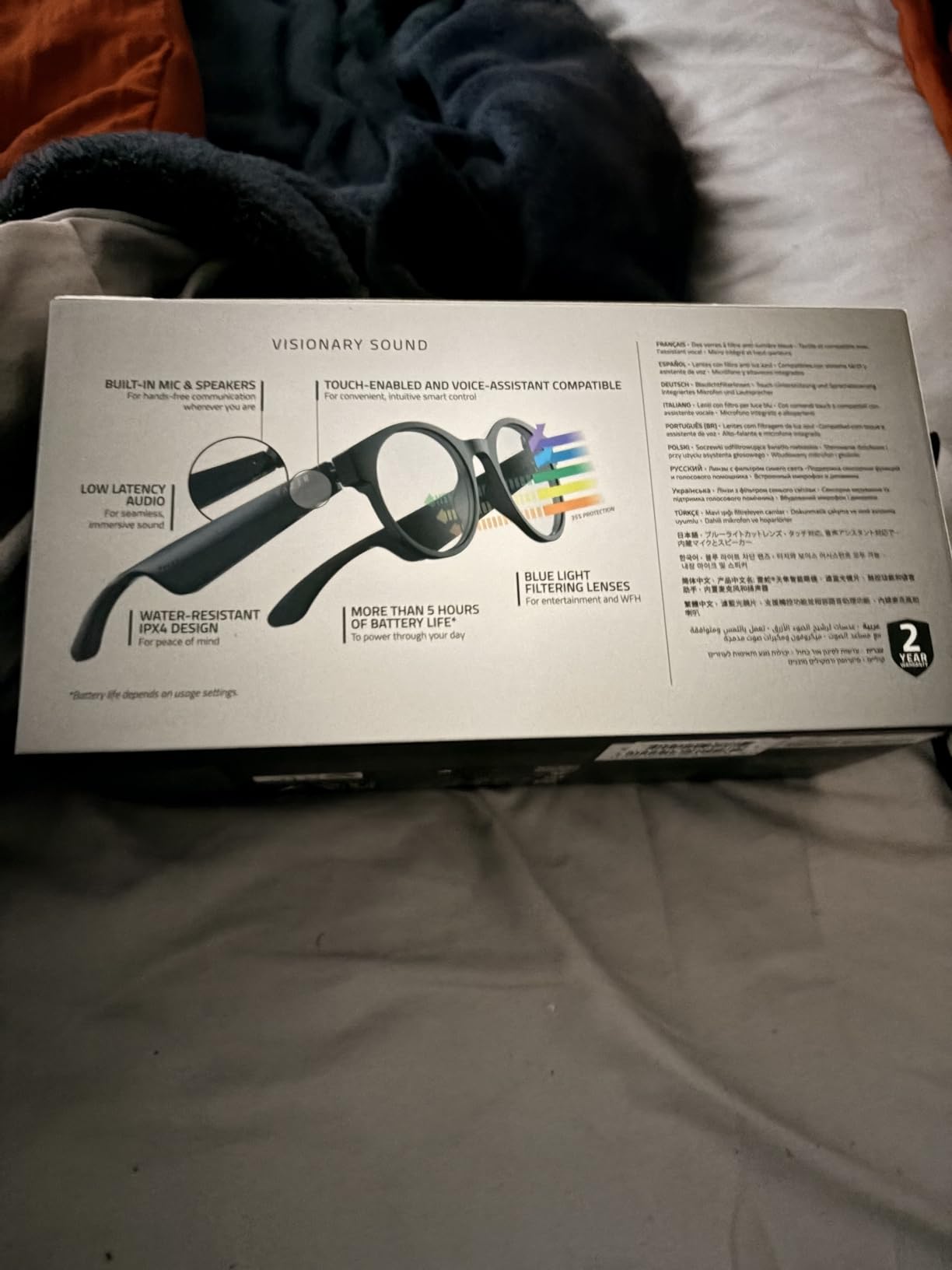 Razer Anzu Smart Glasses: Blue Light Filtering & Polarized Sunglass Lenses - Low Latency Audio - Built-in Mic & Speakers - Touch & Voice Assistant Compatible - 5hrs Battery - Rectangle/Small customer photo 2
