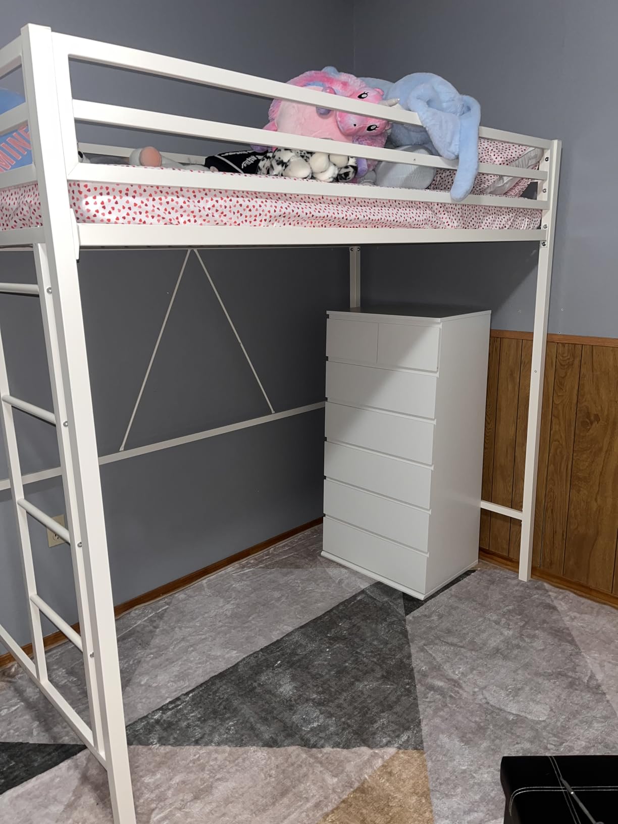 SHA CERLIN Loft Bed Twin Size with Ladder and Guardrail,Heavy Duty Metal Slats Support No Box Spring Needed Small Space Saving Furniture for Bedroom Dorm,Black customer photo 2