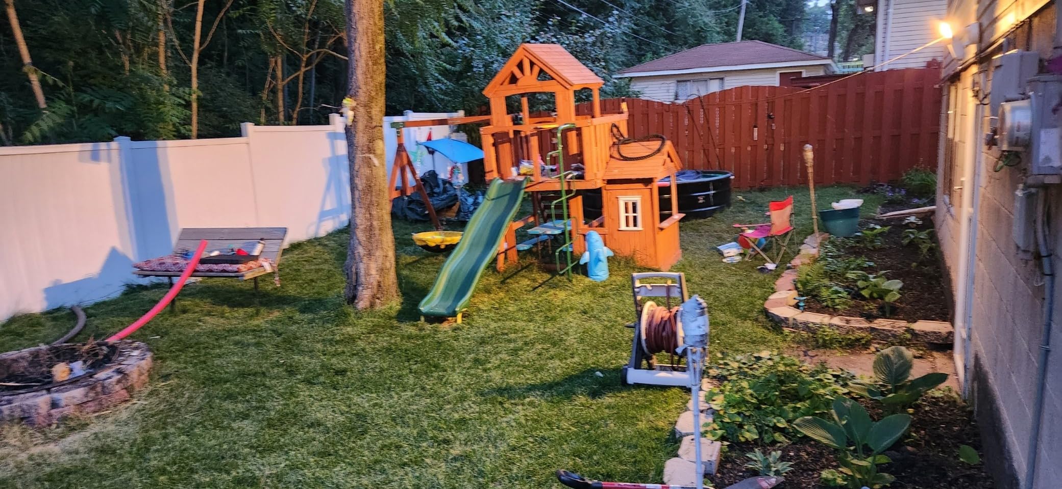 Sportspower Scottsdale Cedar Wood Swing Set: 2 Adjustable Swings, Sandbox, Rock Climber, Covered Deck, 1 Slide - Exceeds ASTM Safety Standards customer photo 2