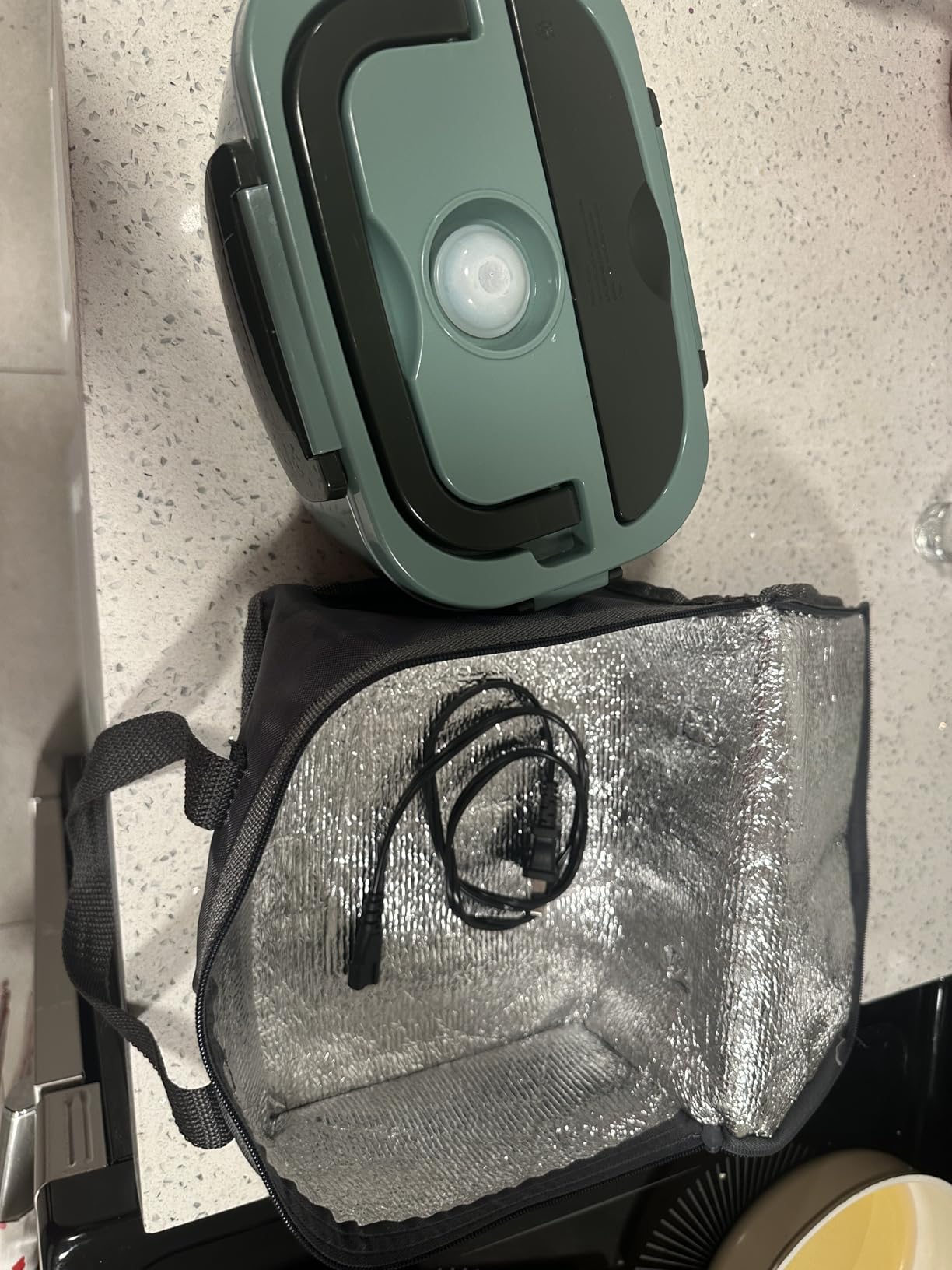 Vabaso Electric Lunch Box for Adults, 80W Heated Lunch Box Portable Food Warmer Lunch Box for Work/Men/Car/Truck with 1.5L 304 Stainless Steel Container Fork & Spoon, 110V/12V/24V customer photo 2