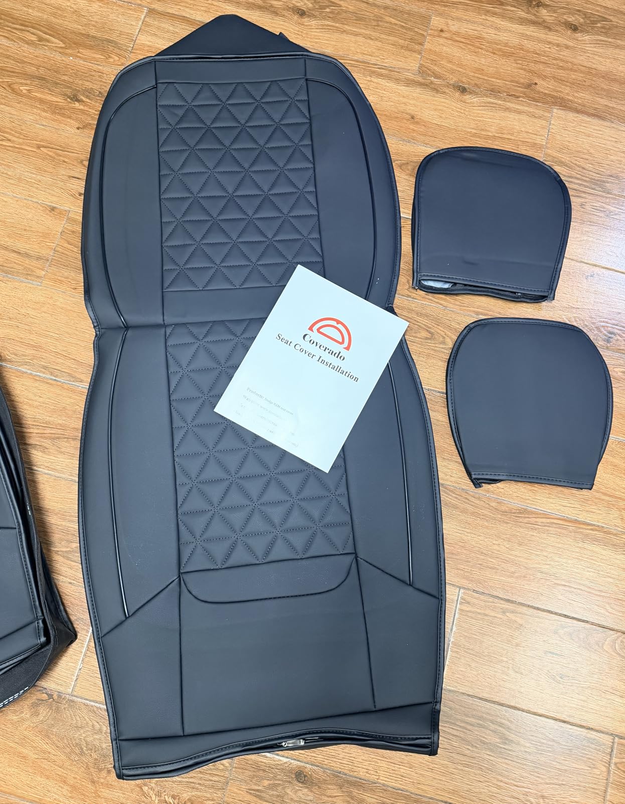 Coverado Ram Seat Covers Full Set, Waterproof Ram 1500 Seat Cover Compatible with 2002-2025 Dodge RAM 1500 2500 3500 Crew Quad Cab with Curved Bench, Black customer photo 2