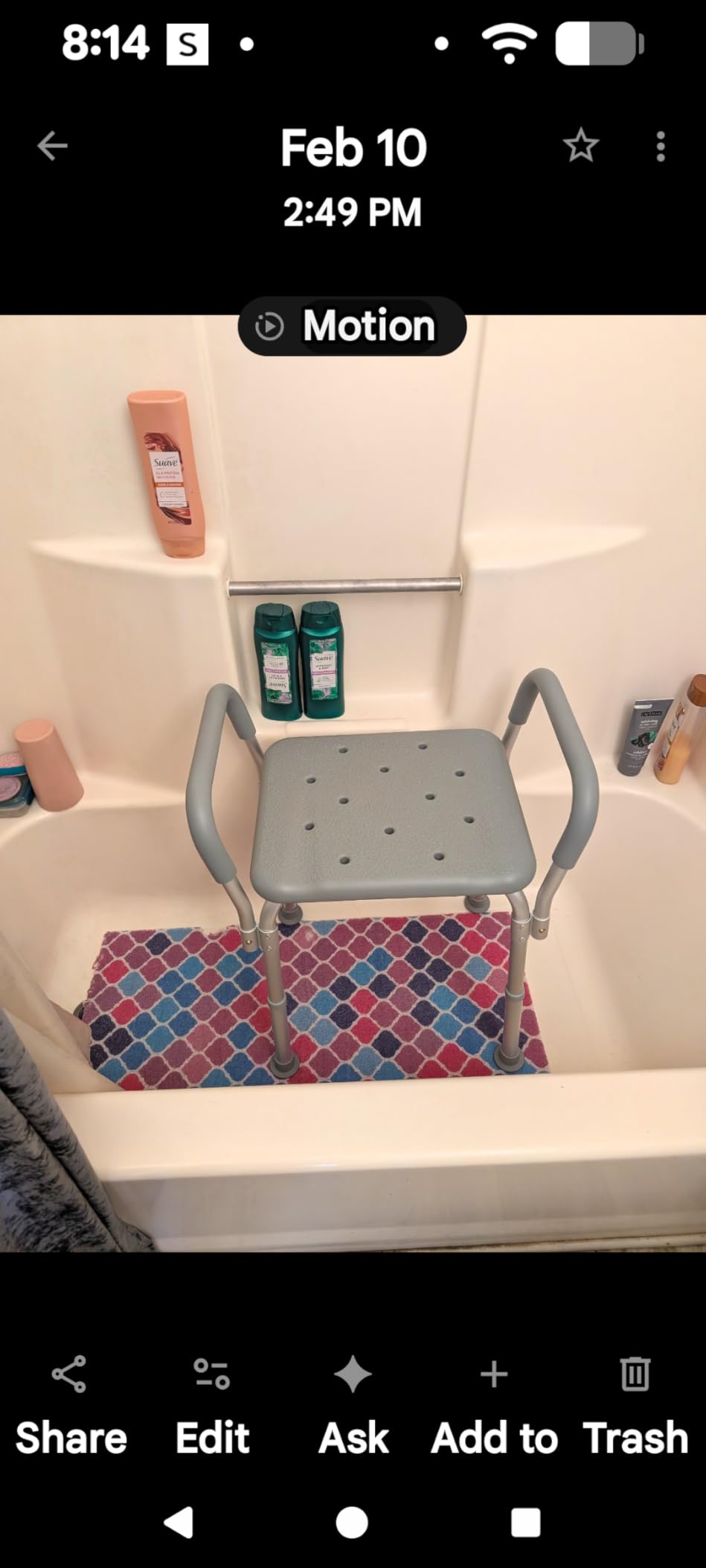 Medline Backless Shower Chair with Arms - 350 lb. capacity, Bench, Stool, Seat for Elderly, Seniors Independent Adult and Disabled Adults customer photo 1