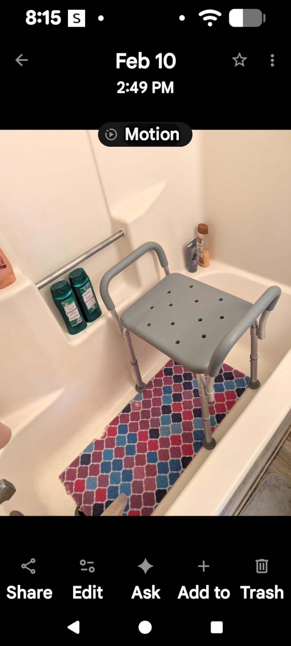 Medline Backless Shower Chair with Arms - 350 lb. capacity, Bench, Stool, Seat for Elderly, Seniors Independent Adult and Disabled Adults customer photo 2