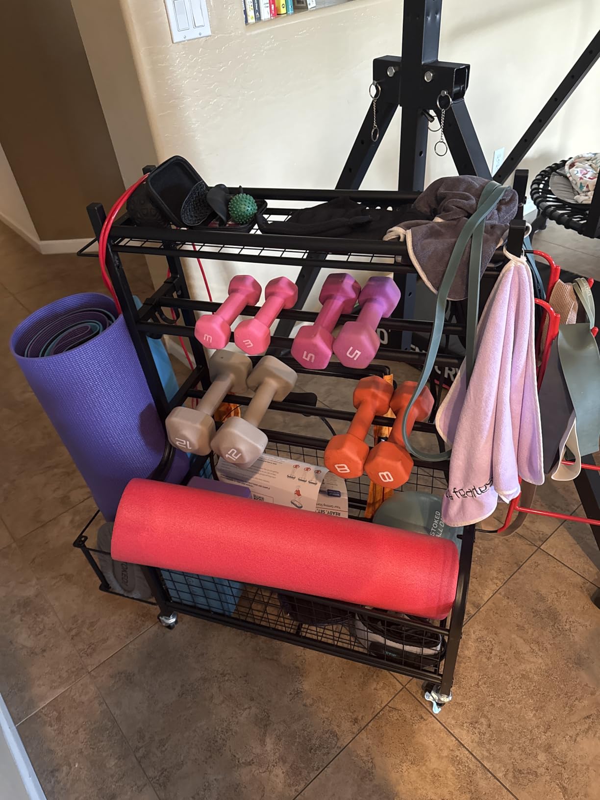 PLKOW Dumbbell Rack, Weight Rack for Dumbbells, Home Gym Storage for Dumbbells Kettlebells Yoga Mat and Balls customer photo 1
