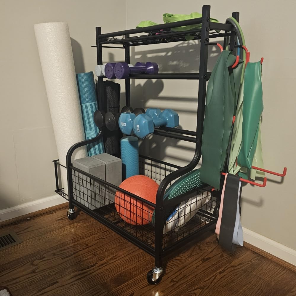 PLKOW Dumbbell Rack, Weight Rack for Dumbbells, Home Gym Storage for Dumbbells Kettlebells Yoga Mat and Balls customer photo 2