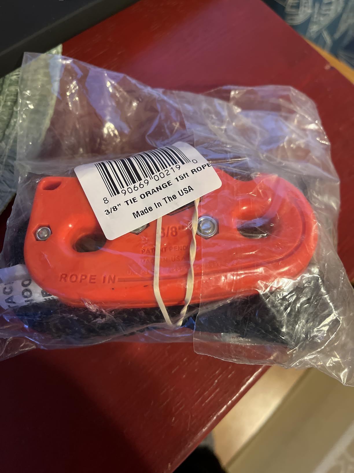 Tie Boss - 3/8 Inch, Heavy Duty, (300 lbs Working Load Limit), Weather Resistant, Tie Down, Rope Tightening System, (w/15 ft Rope) - Orange customer photo 2